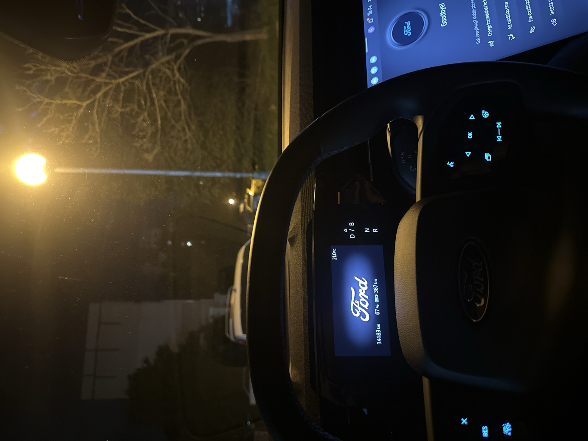 Nighttime driving perspective captured in Sofia electric vehicle