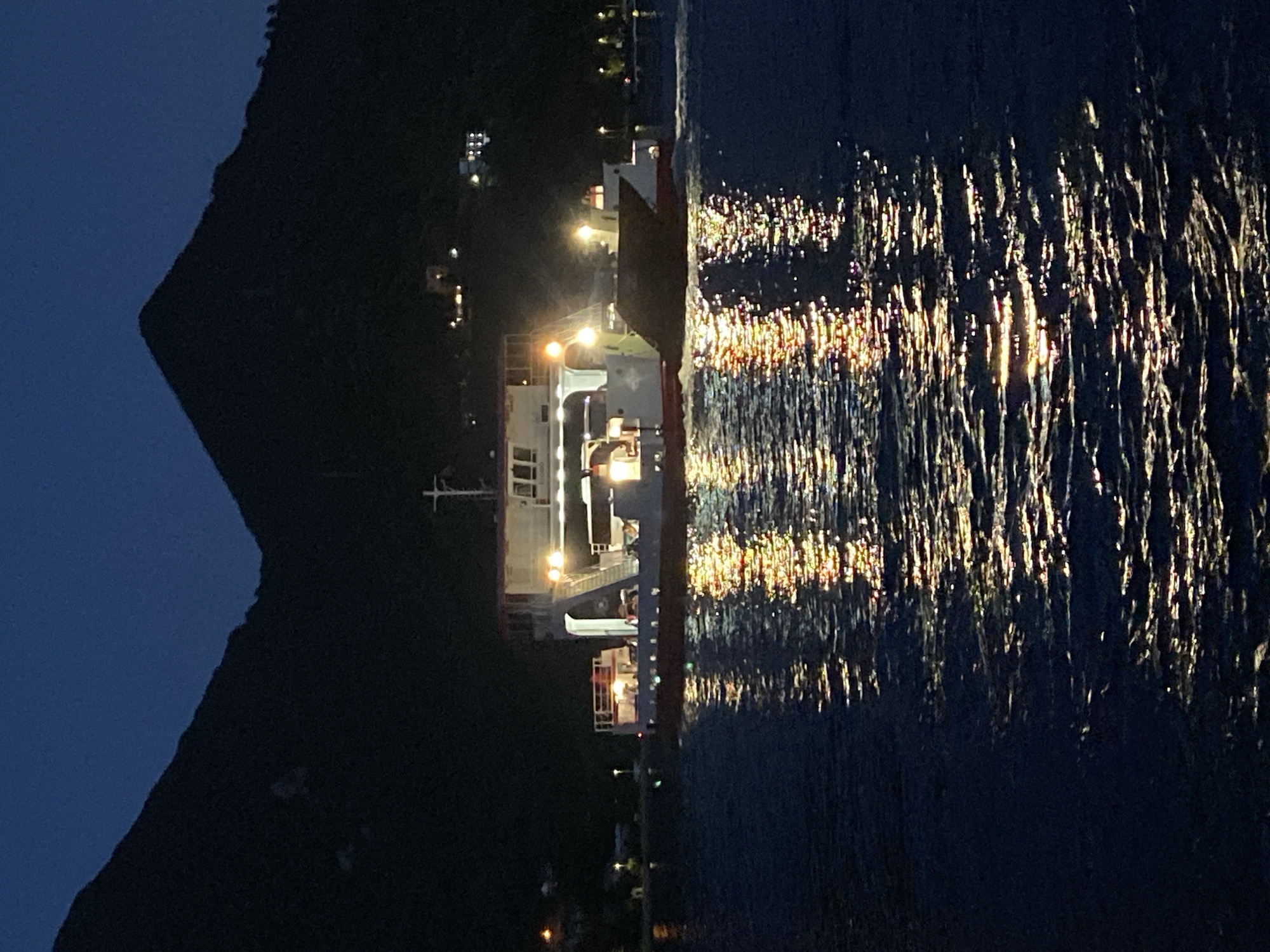 Evening ferry crossings on the Bay of Kotor, Montenegro