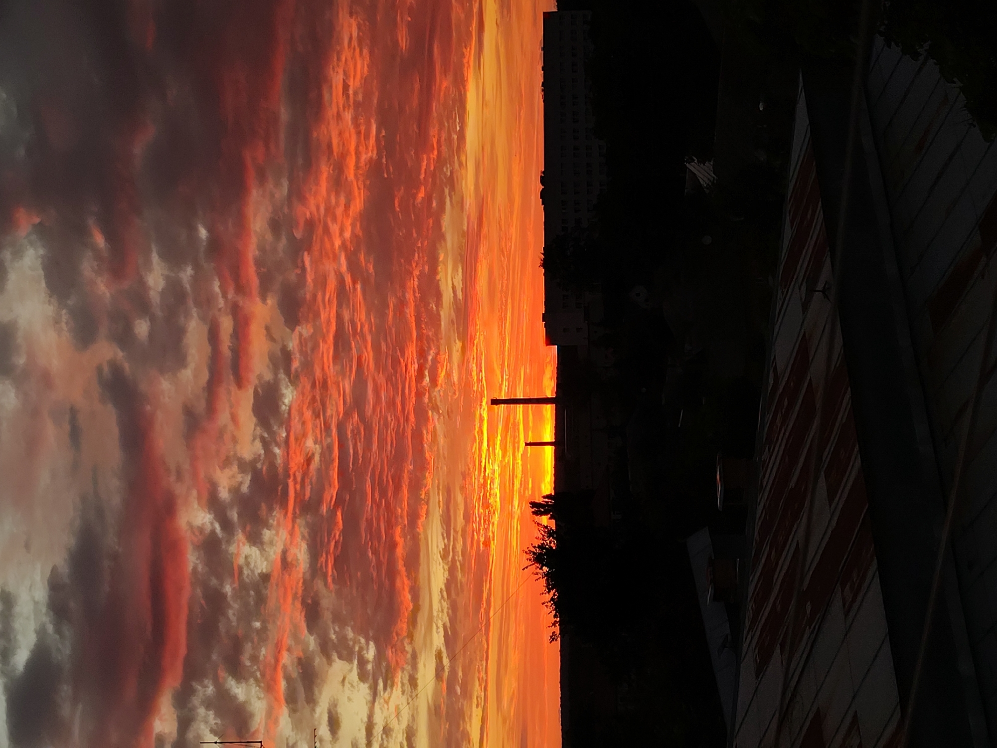 Fiery sunset lights up the sky over Okhtyrka, Ukraine