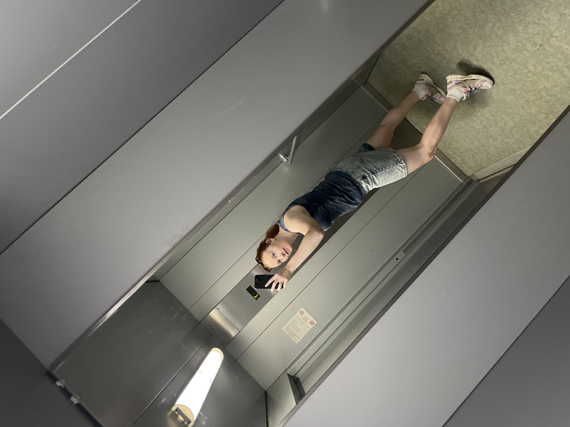 Selfie session across elevators and outdoors in Chaikovsky