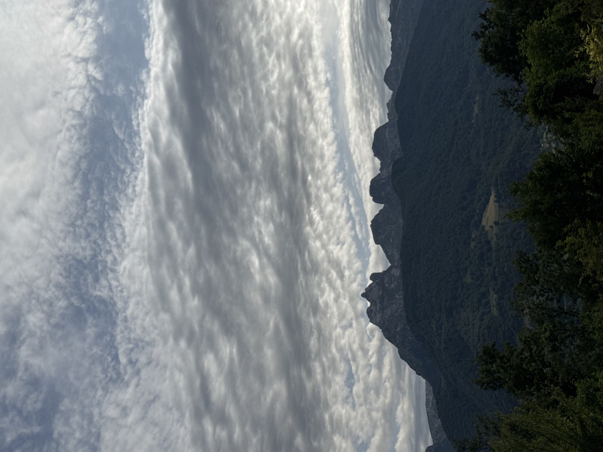 Rocky forested peaks of Dragovića Polje under a shifting sky