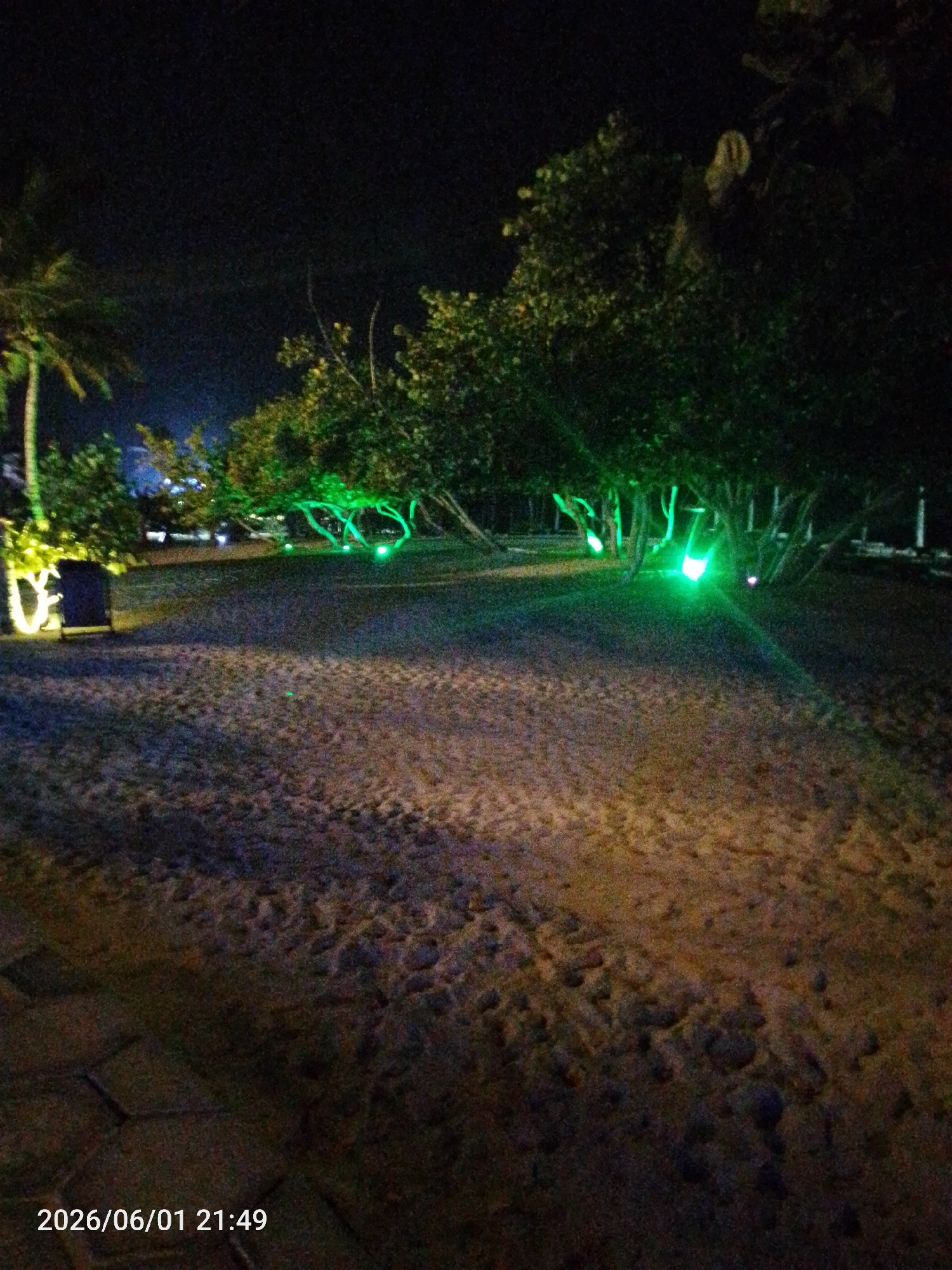 Nighttime resort scenes documented in Pedro González, Venezuela