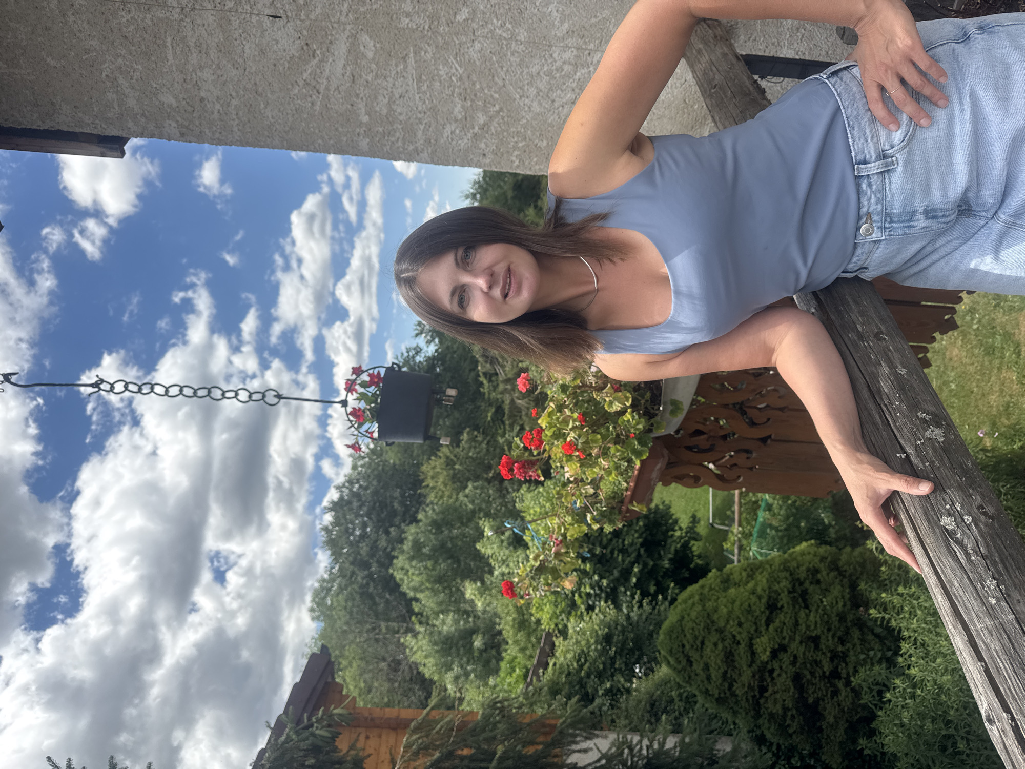 Lazy afternoon on a flower-filled chalet balcony in Les Rousses