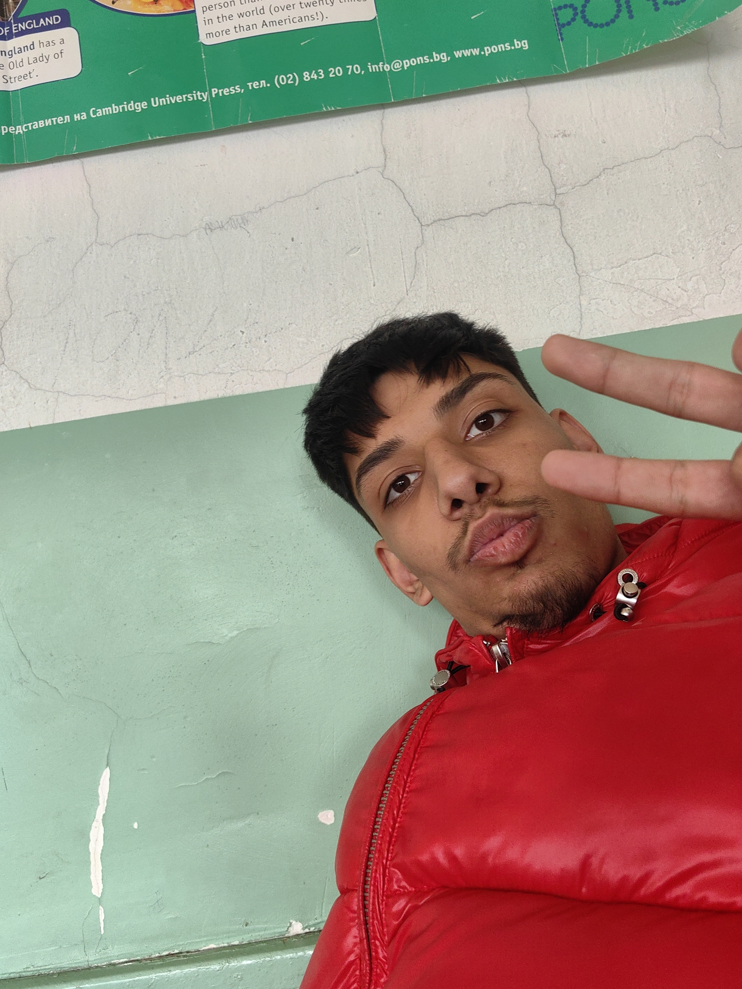 Student takes selfies during classroom session in Sofia