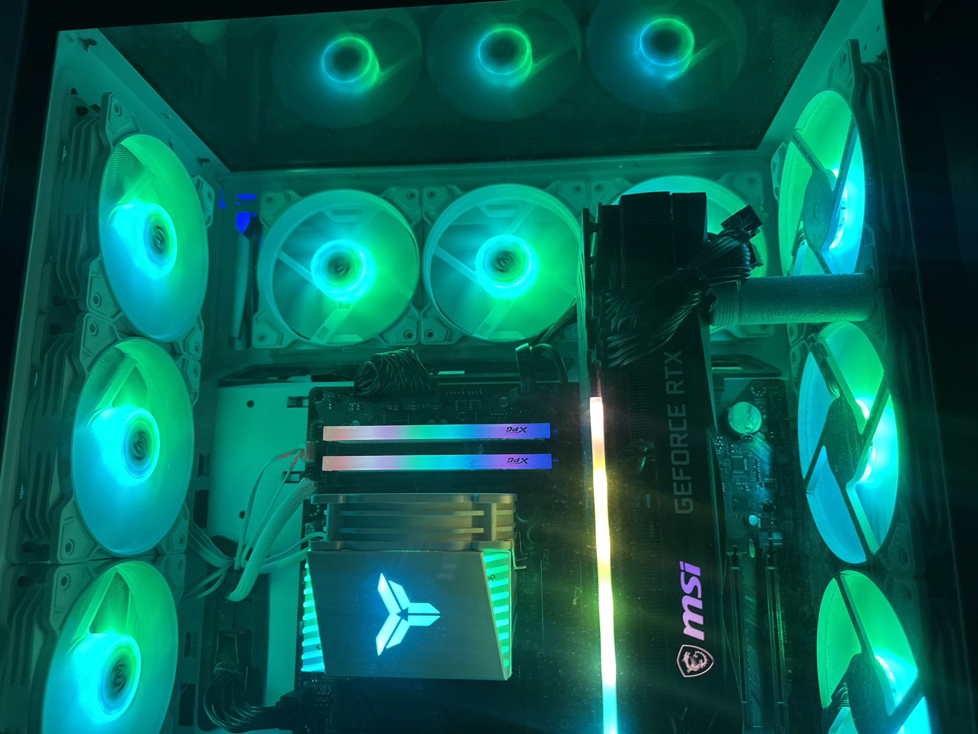 RGB gaming PC setup glowing from the inside out