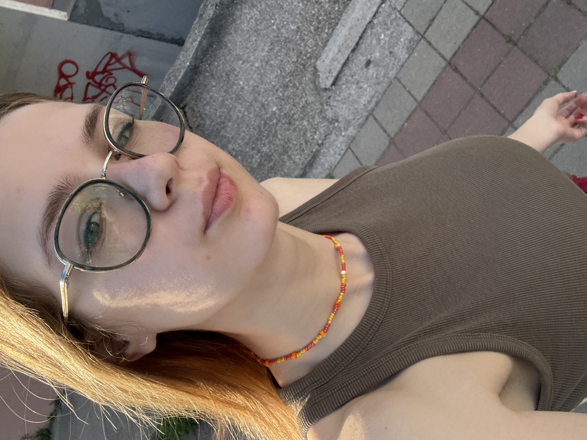 Woman takes selfies around Kragujevac, Serbia