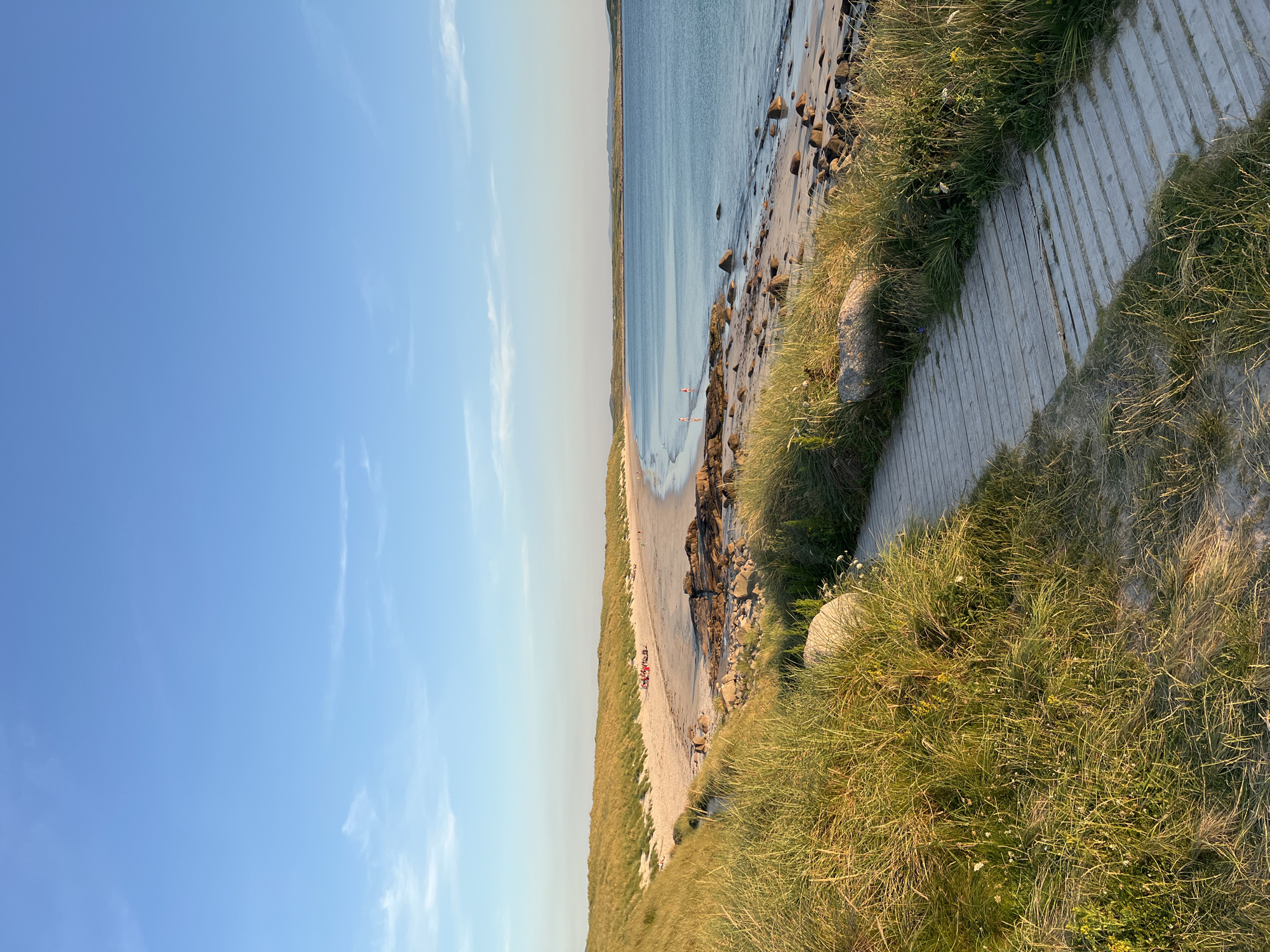 Golden hour on the Irish Atlantic coast, dunes and pier