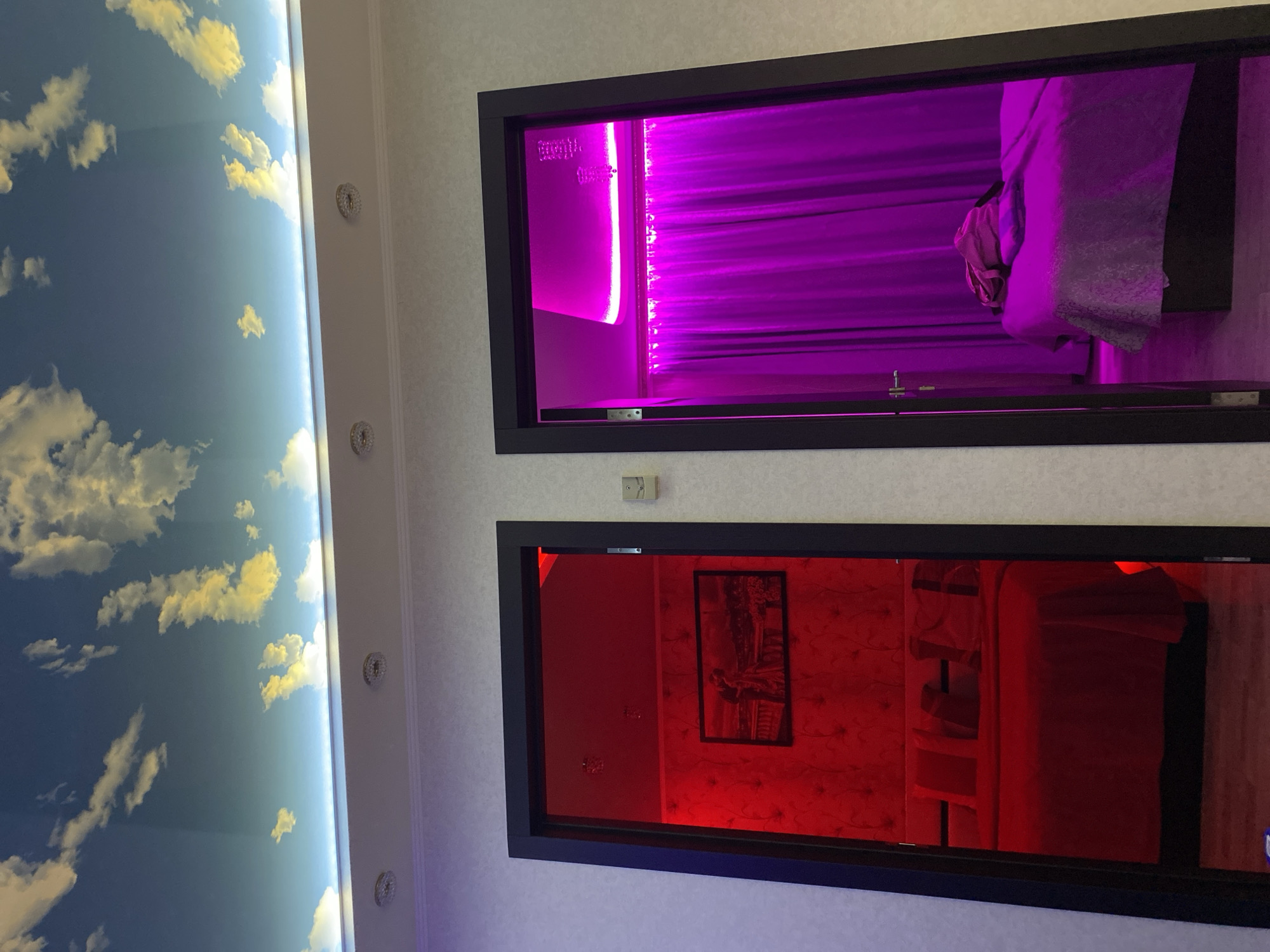 Interior space with decorative lighting documented in Yoshkar-Ola