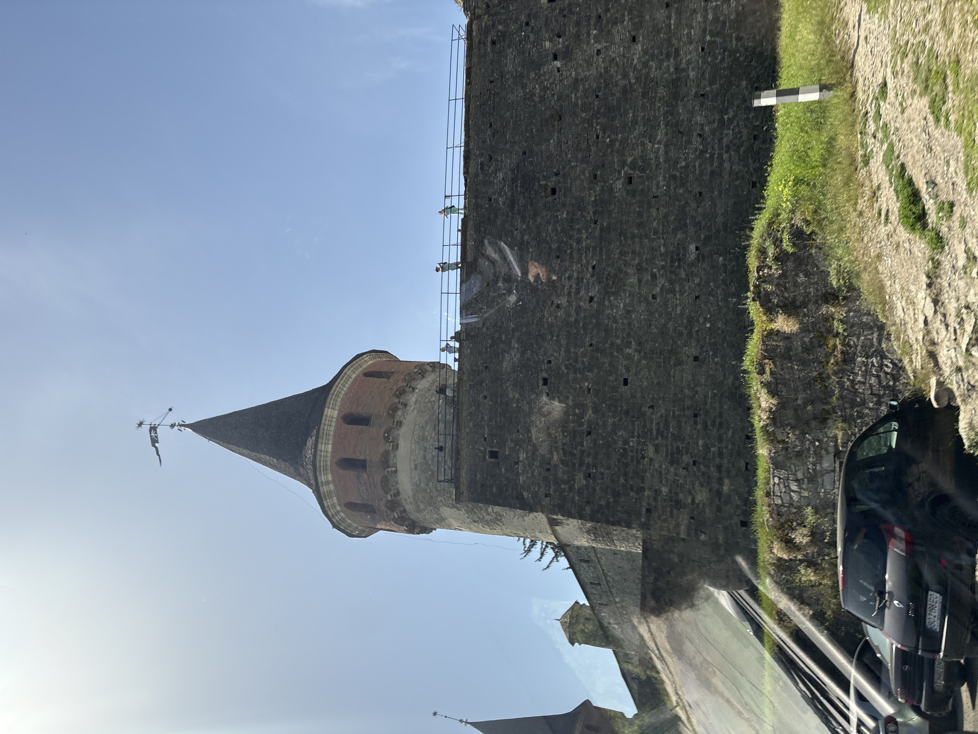 Sunny morning walk through a historic Eastern European town center