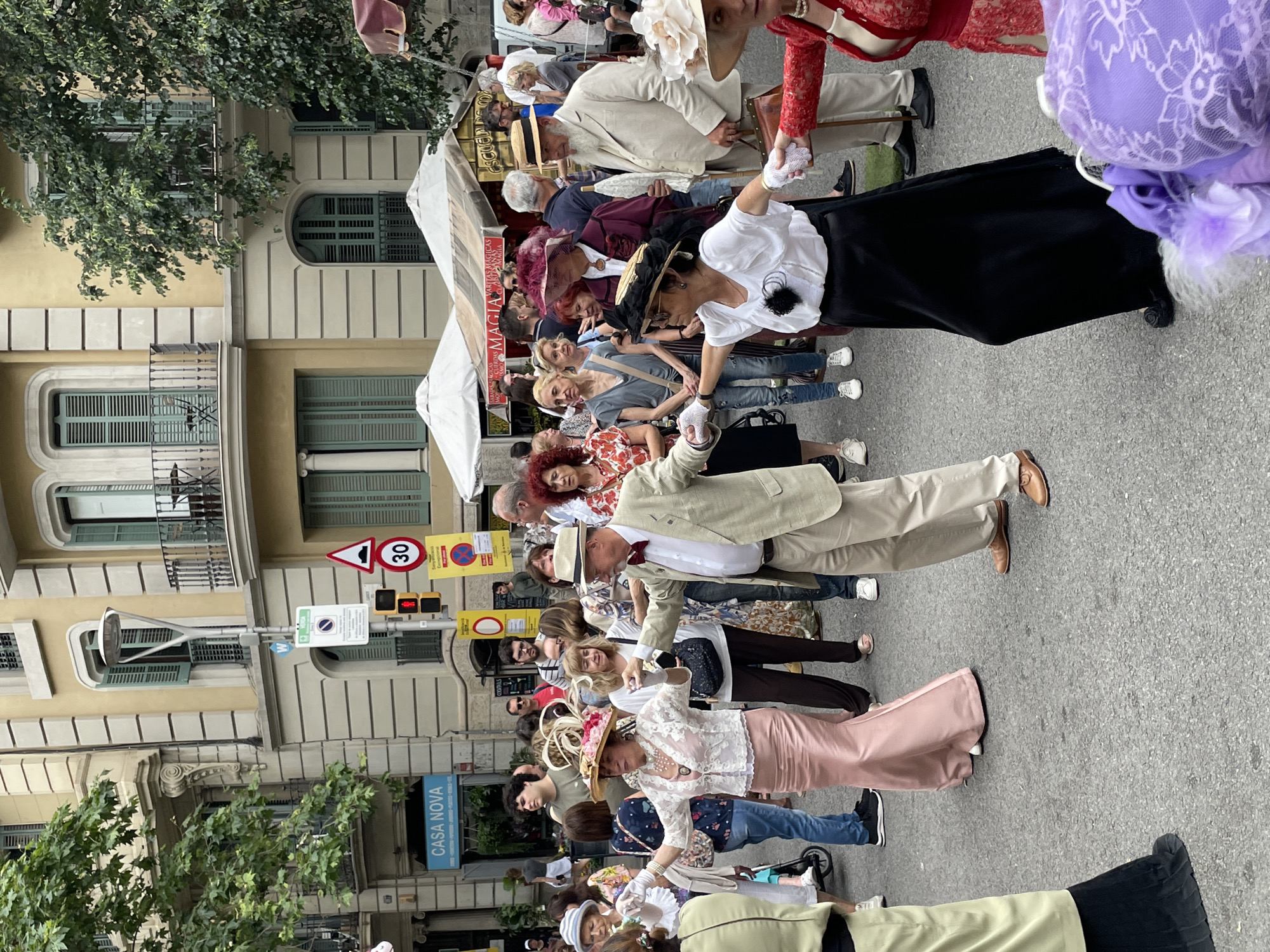 Period-costumed performers stage historical street festival in Barcelona