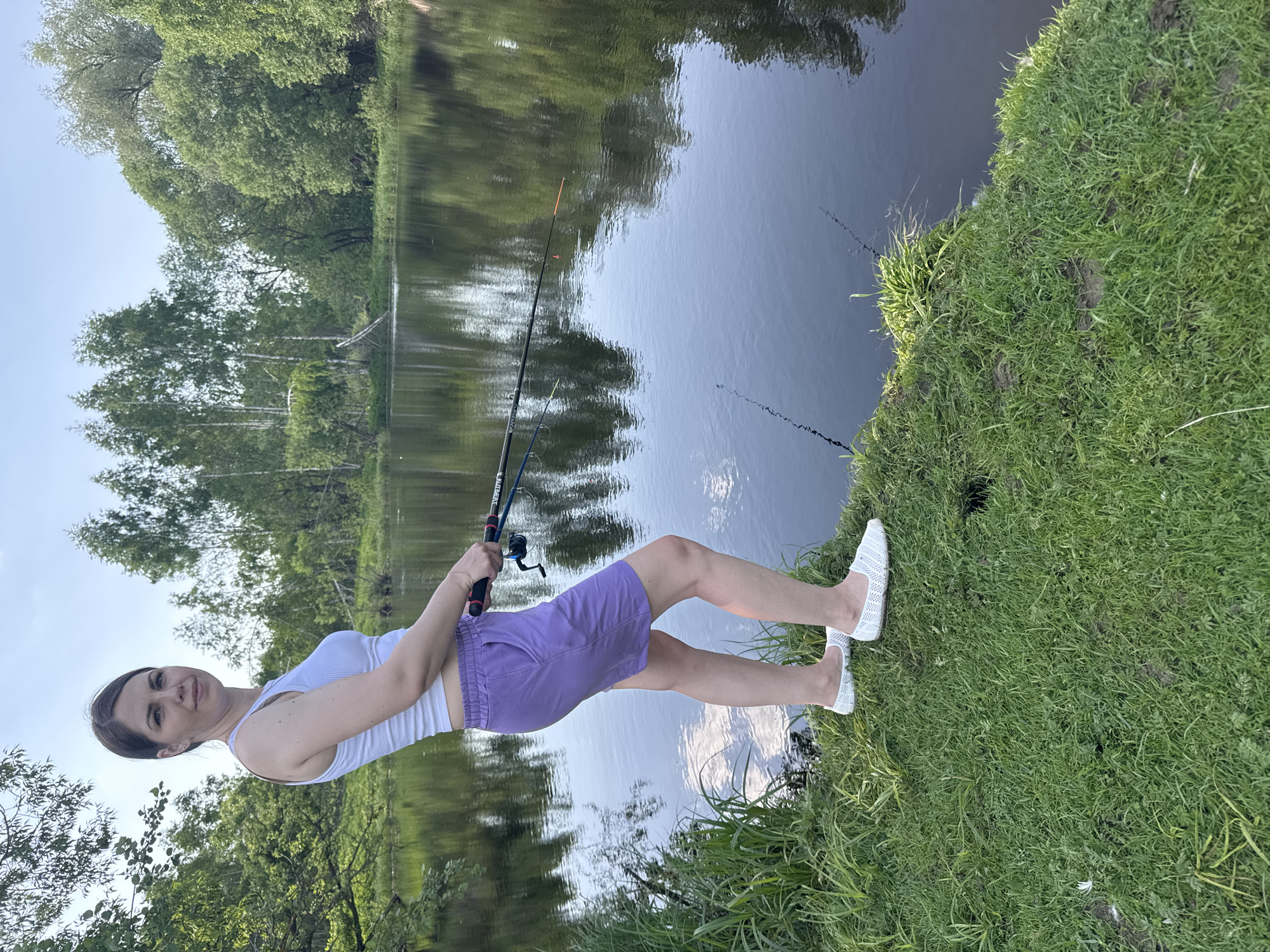 Mother and son enjoy afternoon fishing trip in Slobodka