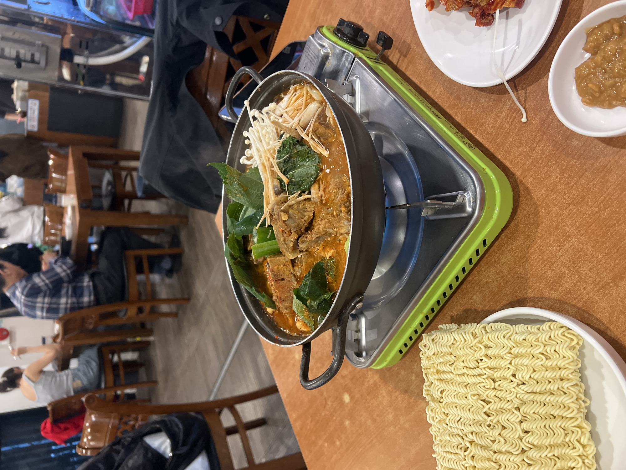 Korean stew meal served at Seoul restaurant table