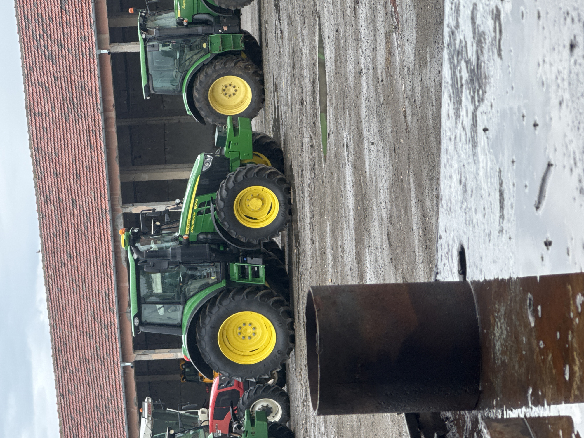 Tractors parked at agricultural facility in Sarnevo, Bulgaria