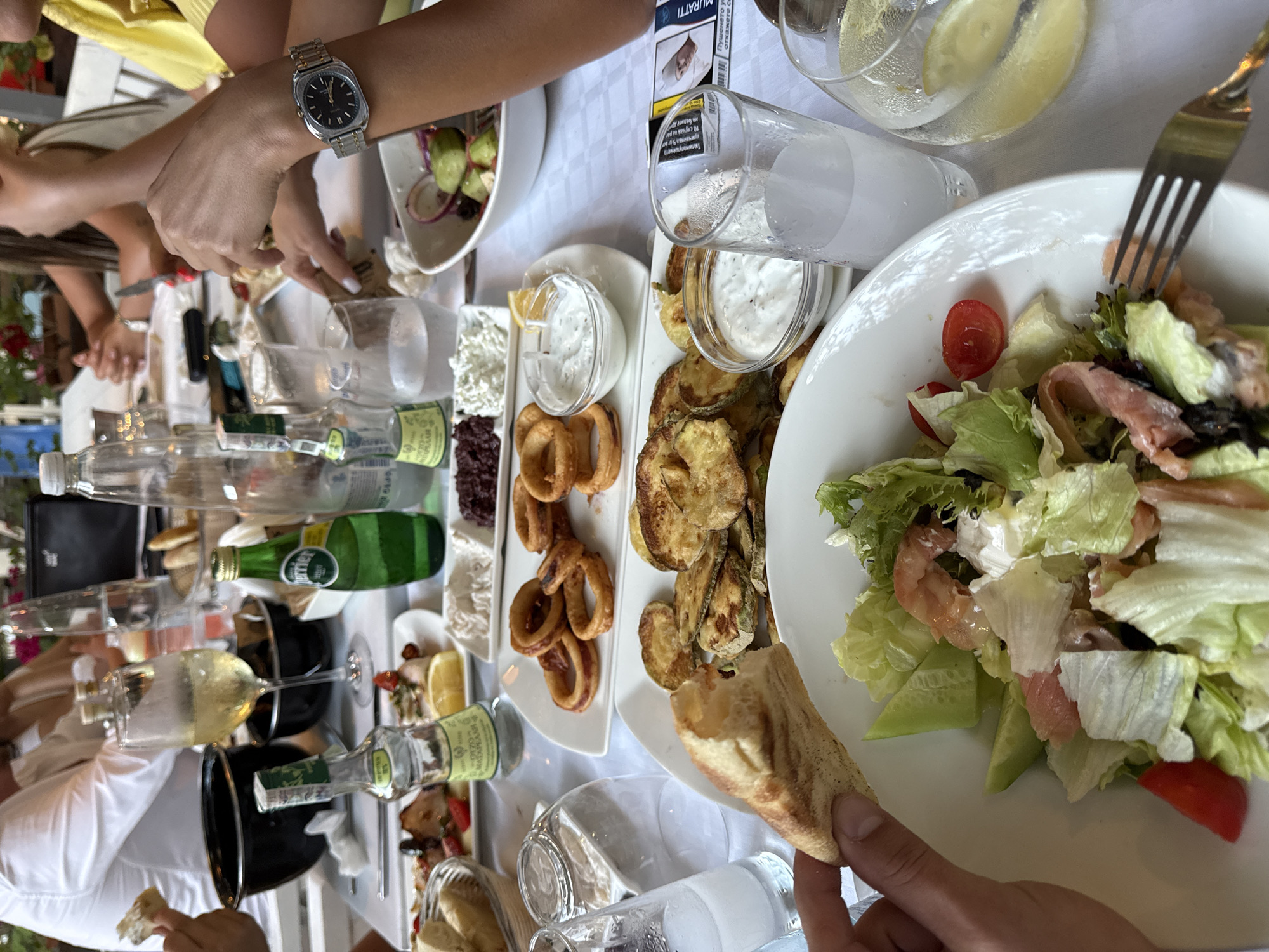 Afternoon dining and strolling captured in coastal Sozopol, Bulgaria