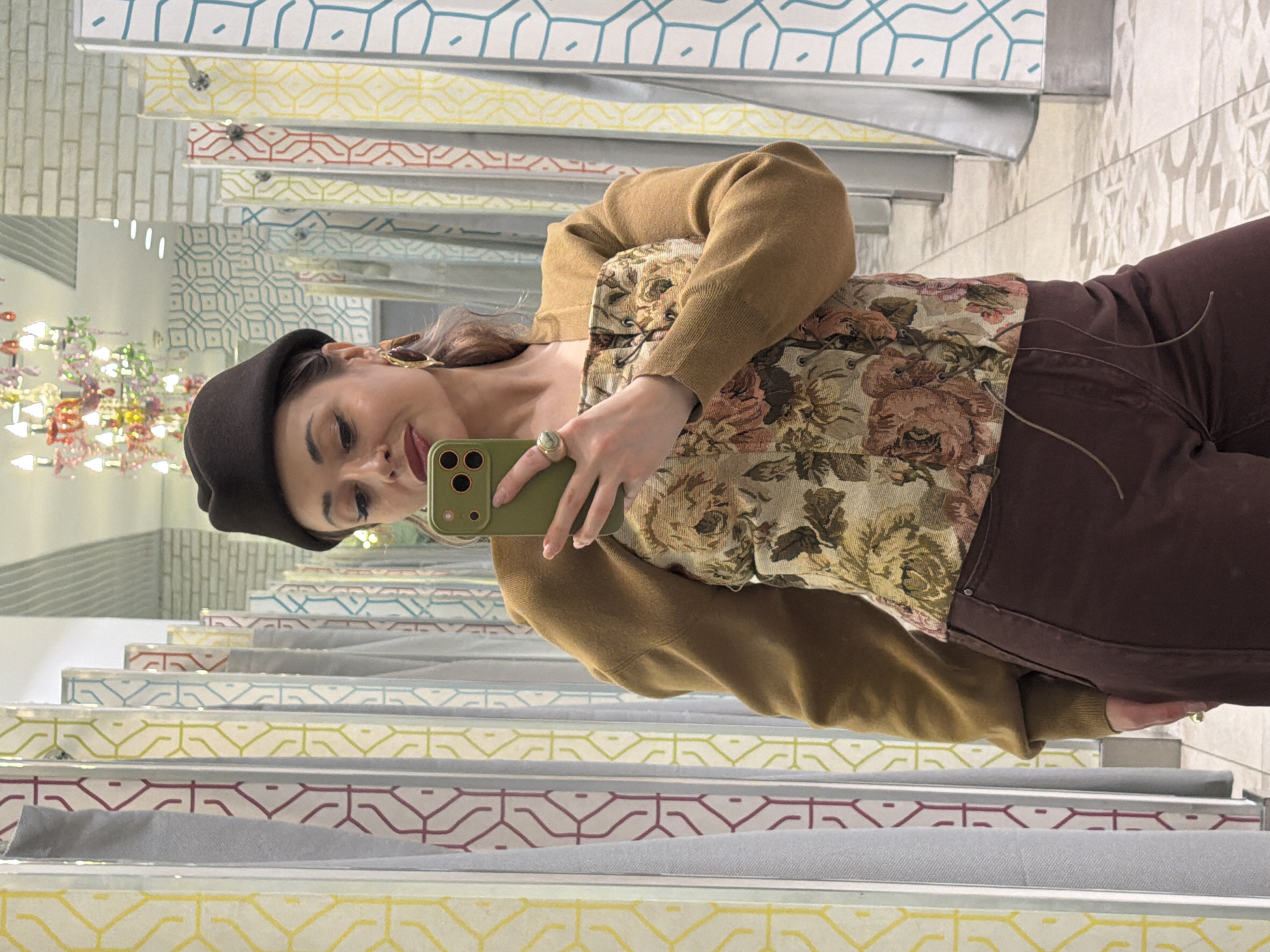 Woman takes mirror selfie in Krasnoyarsk, Russia