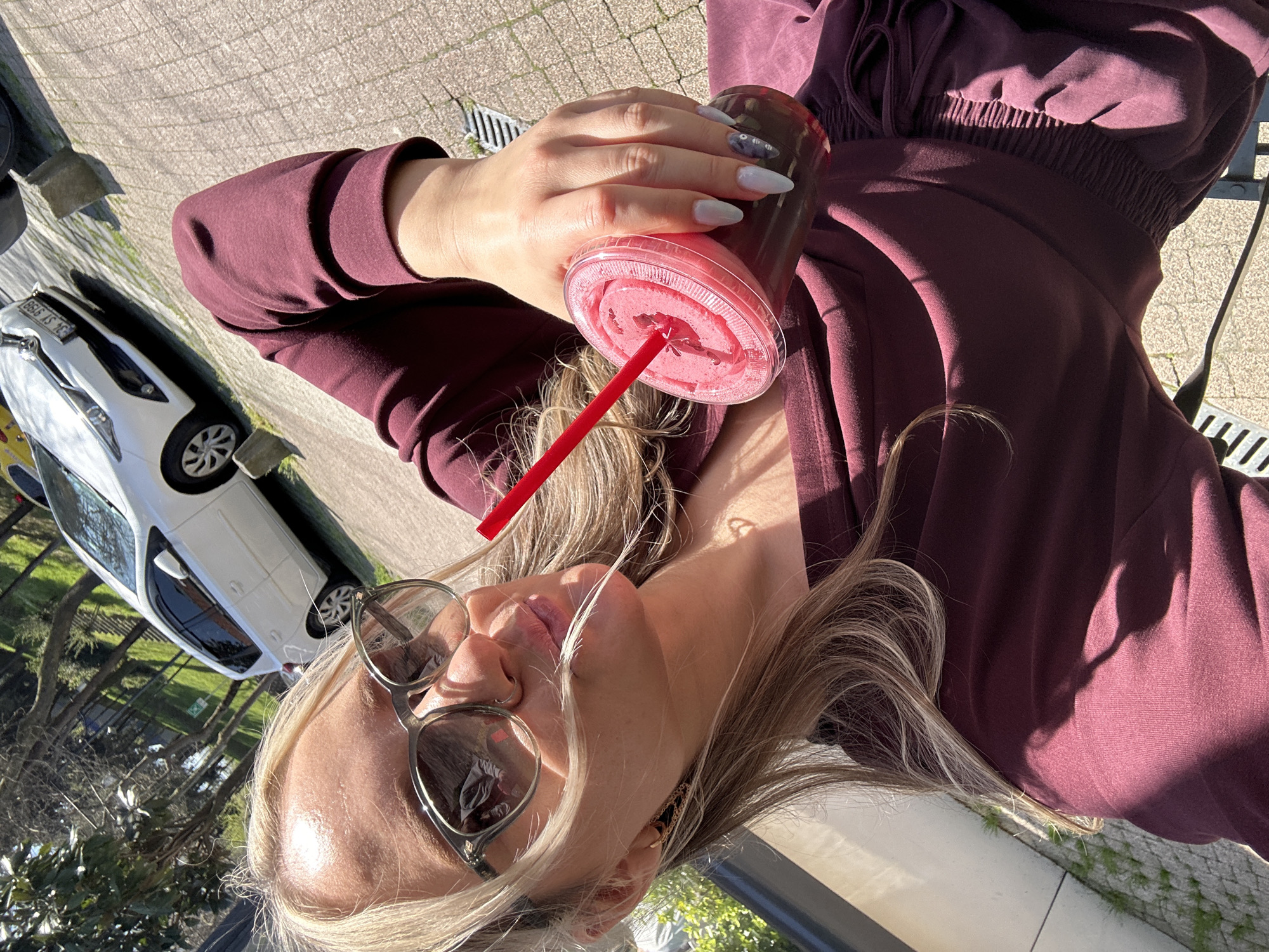 Woman takes selfie in commercial space in Başakşehir