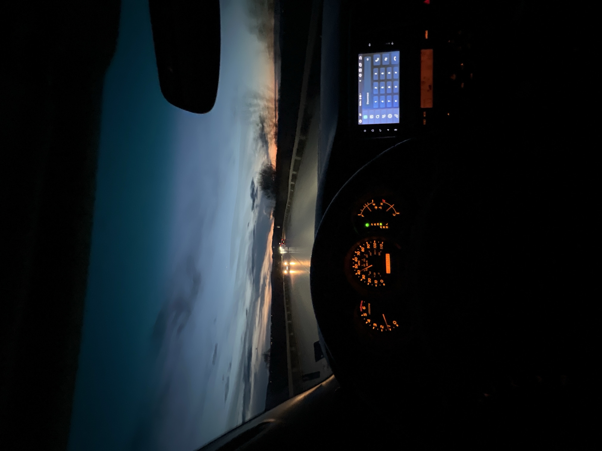 Driver captures nighttime road view in Sofia
