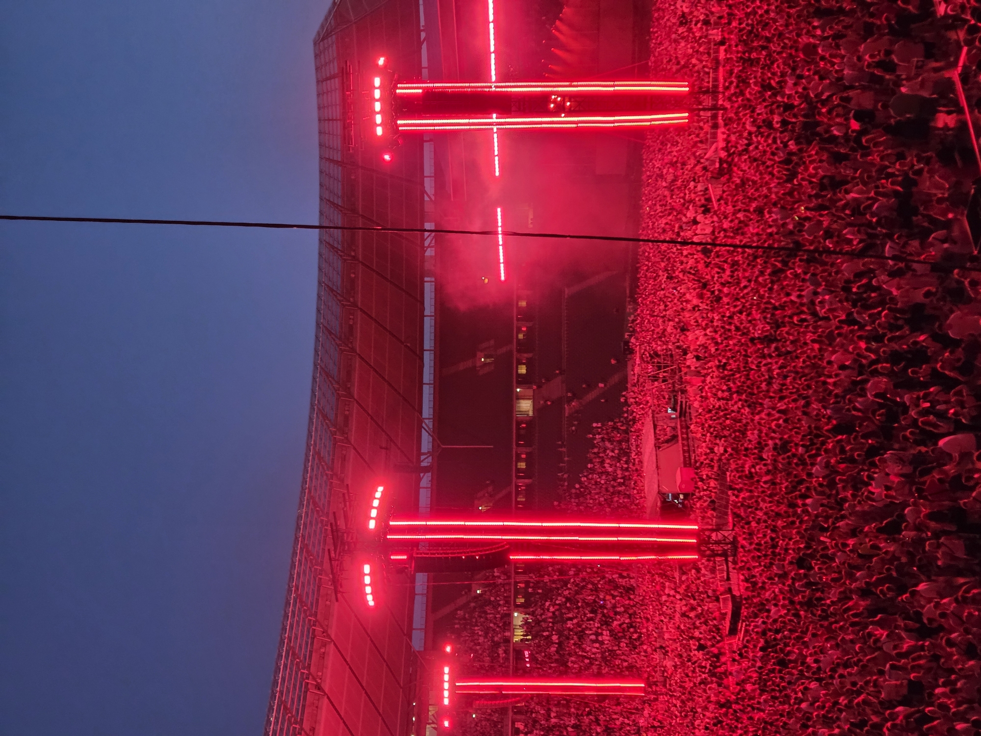 Massive stadium concert lights up Berlin's Olympiastadion at dusk