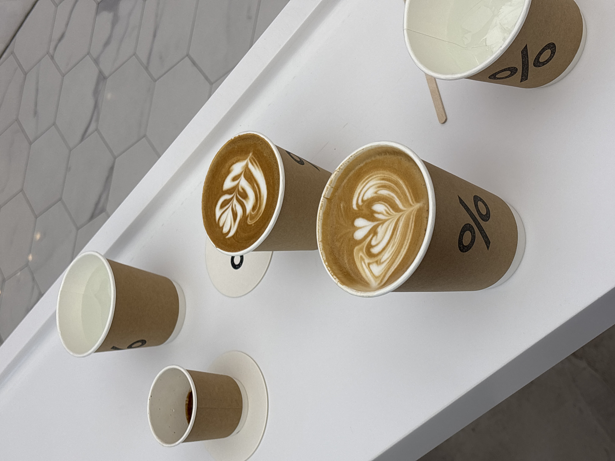 Coffee service with latte art observed in Wichit, Thailand