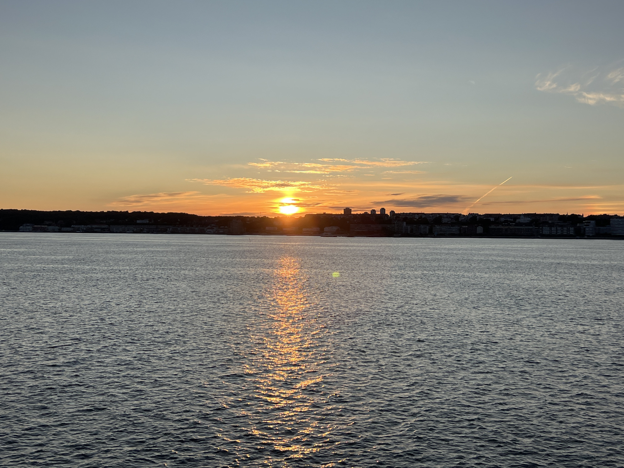 Golden sunset fades over the Öresund strait near Helsingborg