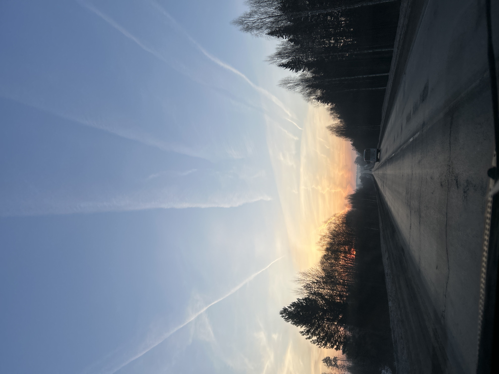 Sunrise road scene captured near Garevaya, Russia