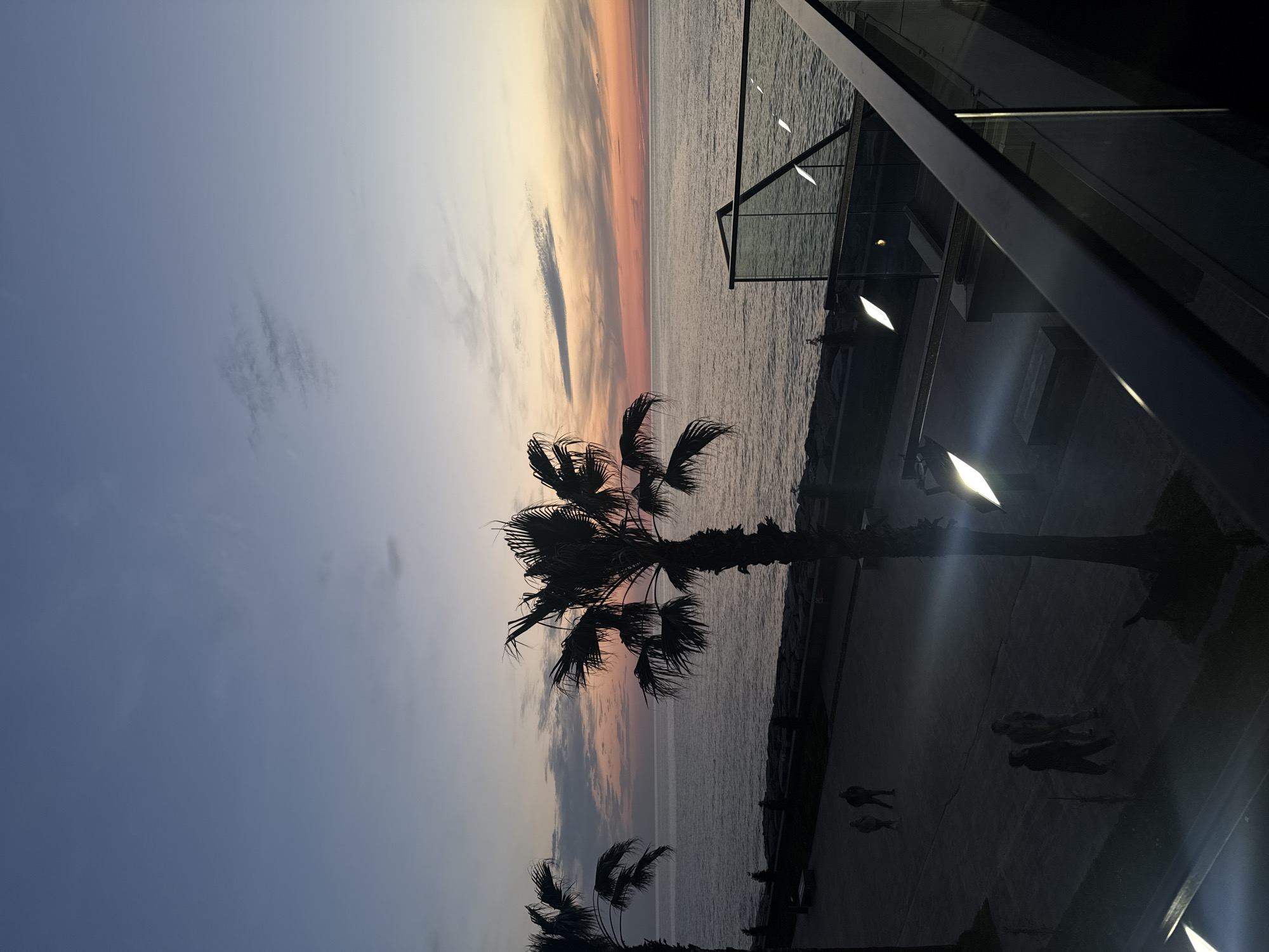 Sunset observed over Black Sea coastline in Batumi, Georgia
