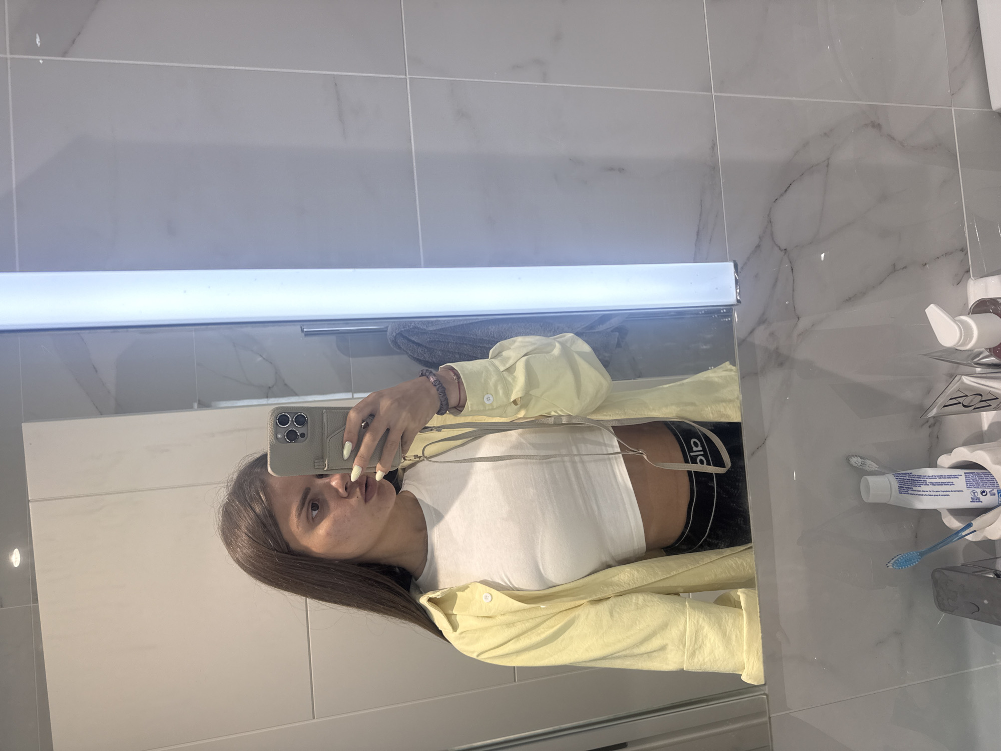 Mirror selfie session in Throop bathroom