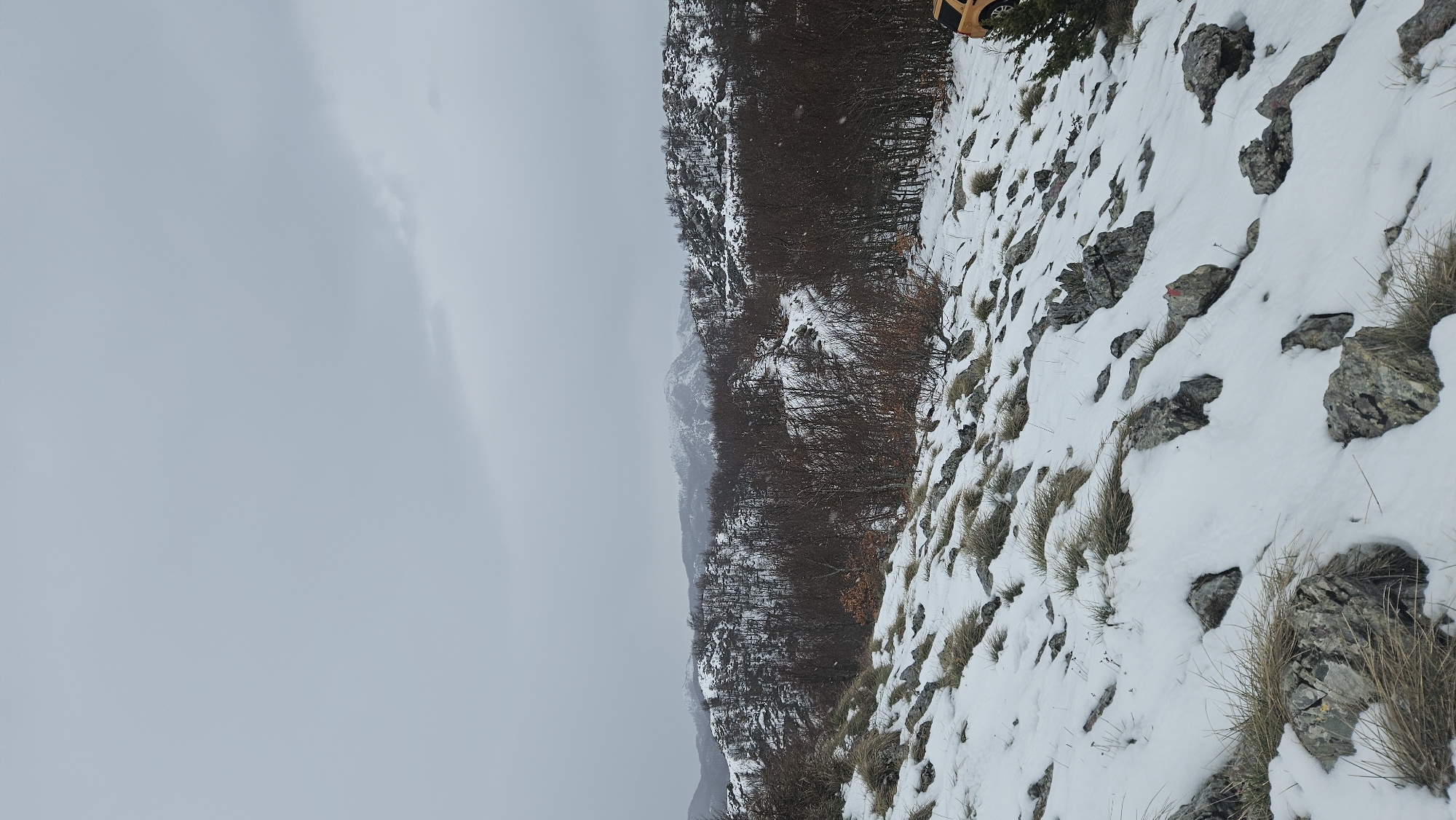 Spring snow blankets mountain landscape in Montenegro