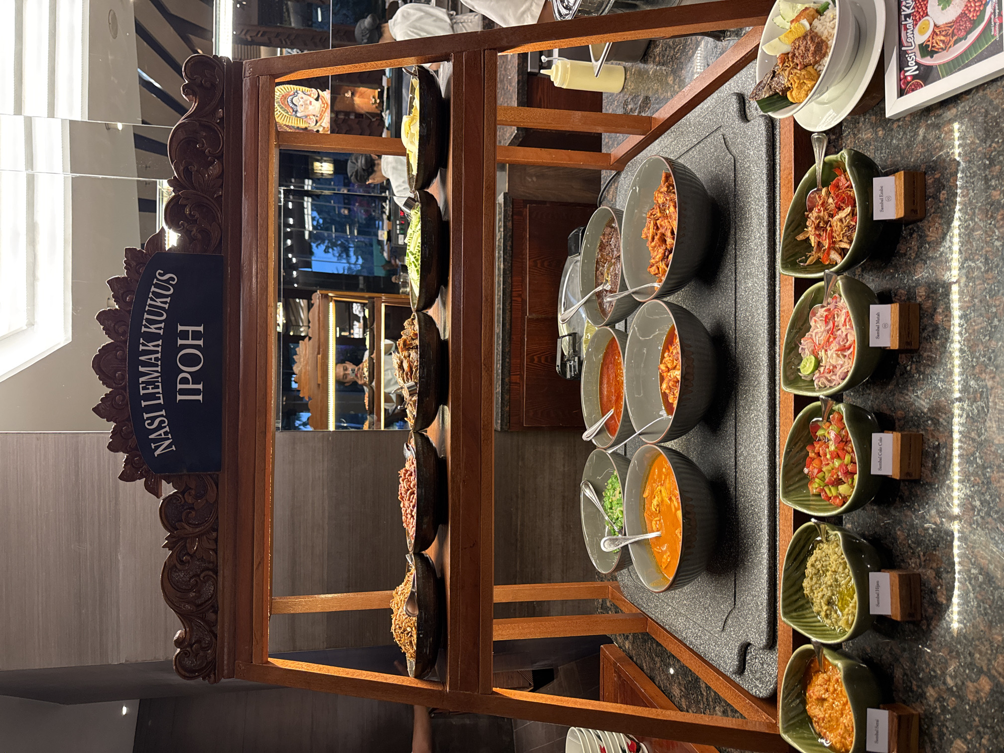 Bali resort buffet spread with Indonesian and international dishes