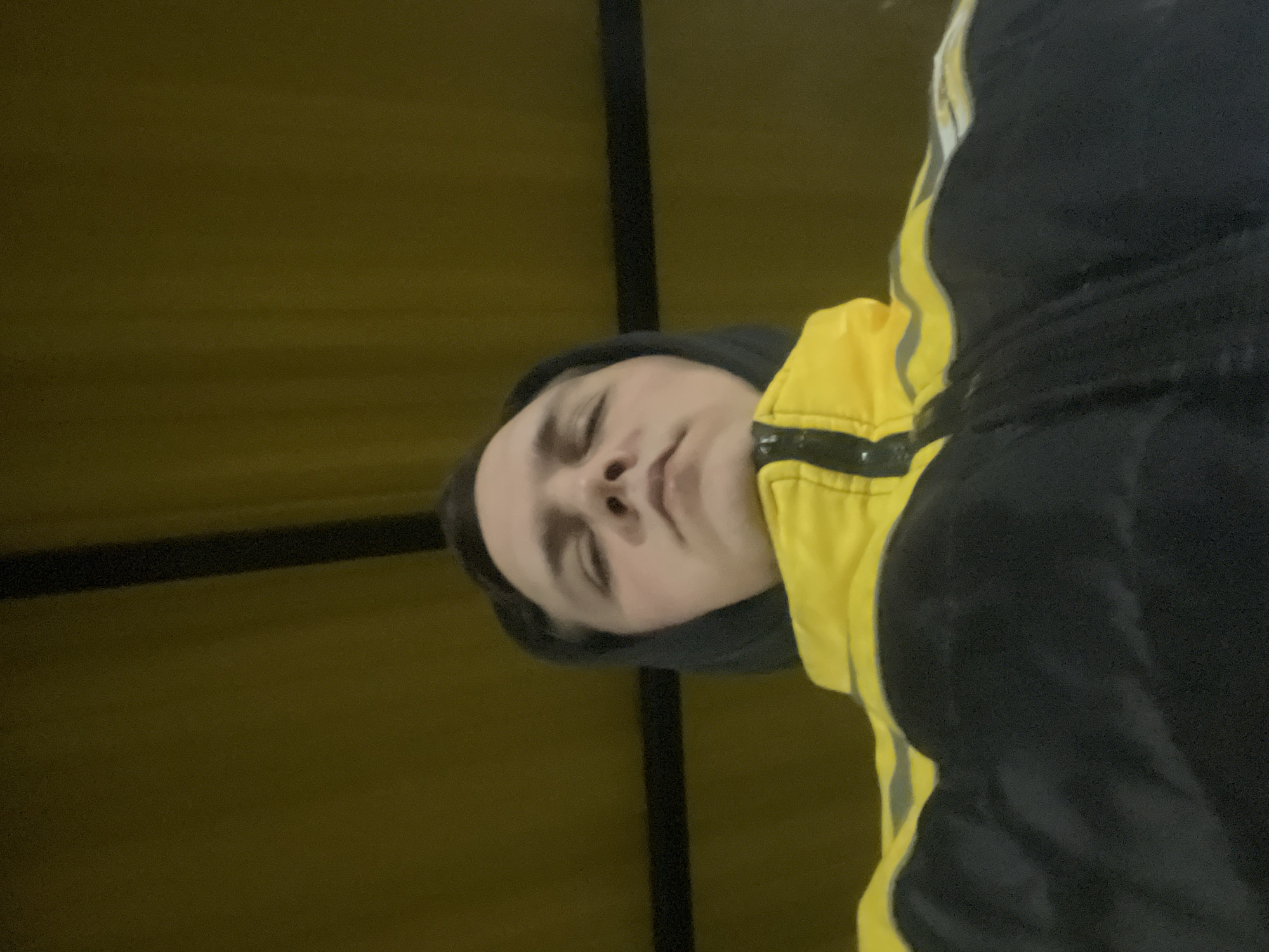 Person in yellow jacket photographed in Lupanovo, Russia