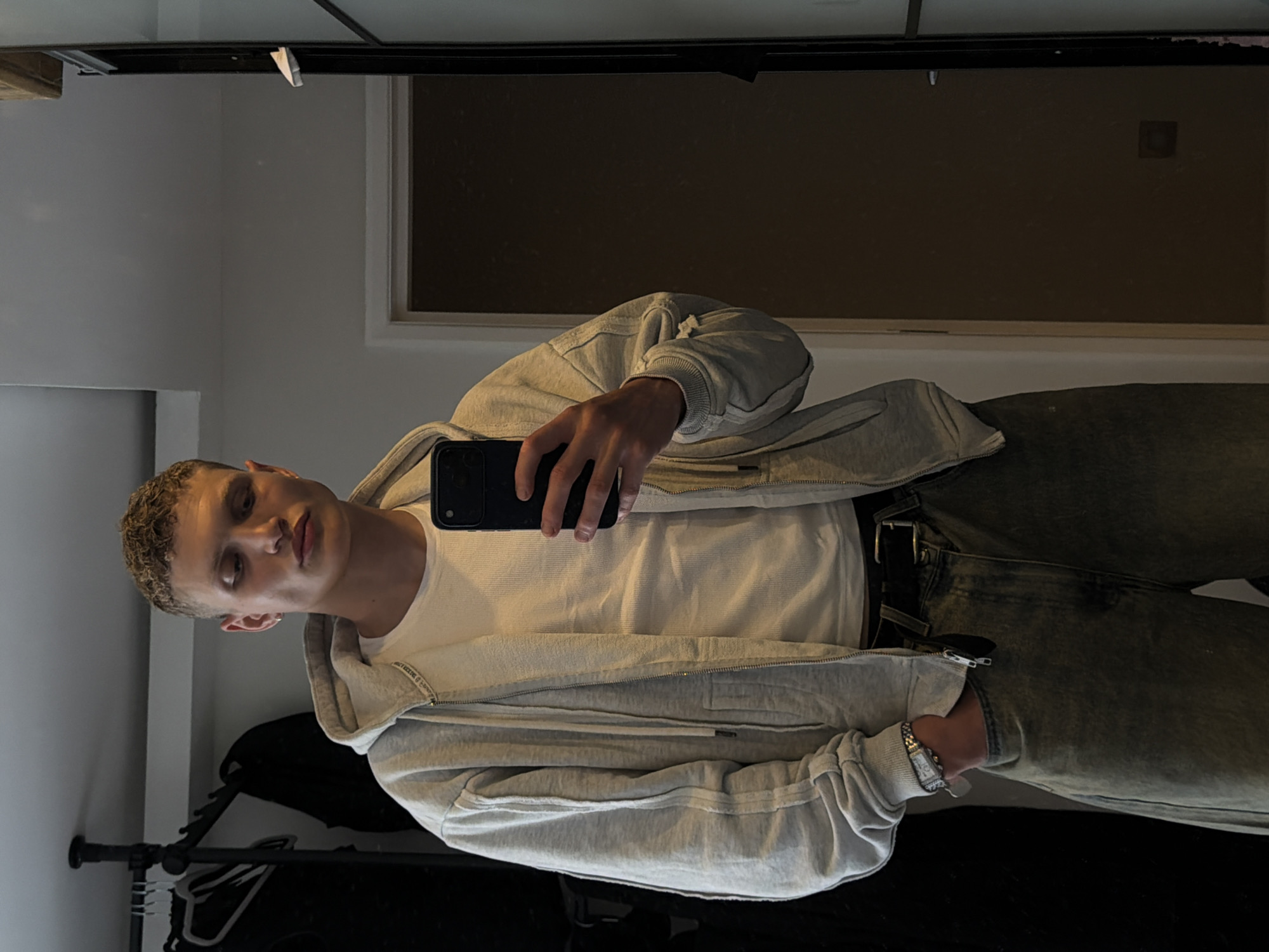 Mirror selfie in casual outfit, London