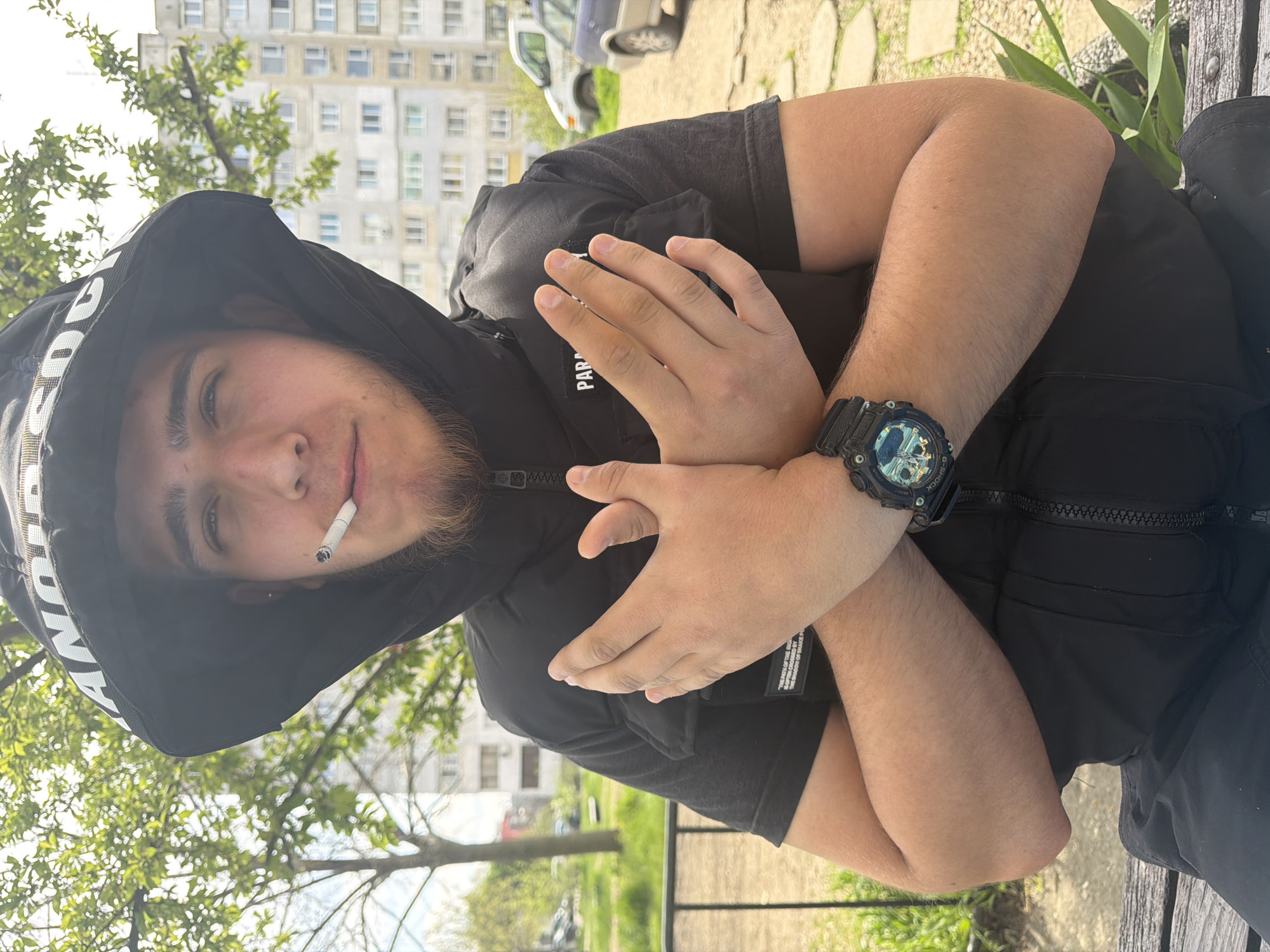 Young man photographed during casual coffee break in Sofia