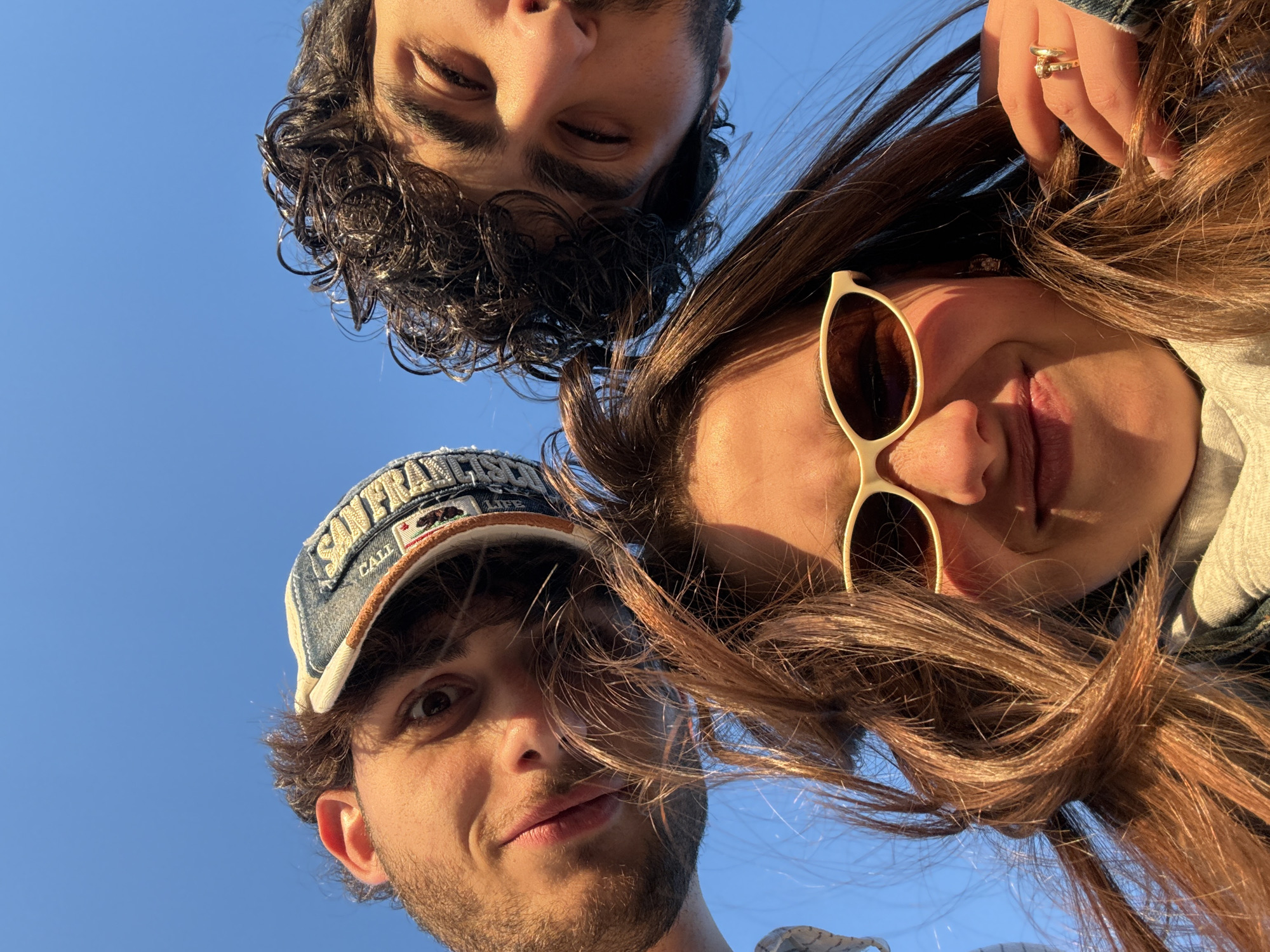 Three friends take selfie in Hrazdan, Armenia