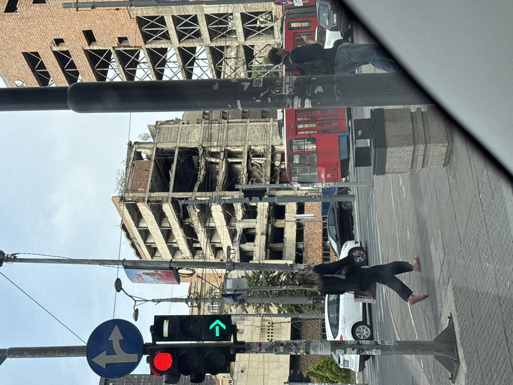 Damaged Yugoslav Ministry building documented in Belgrade