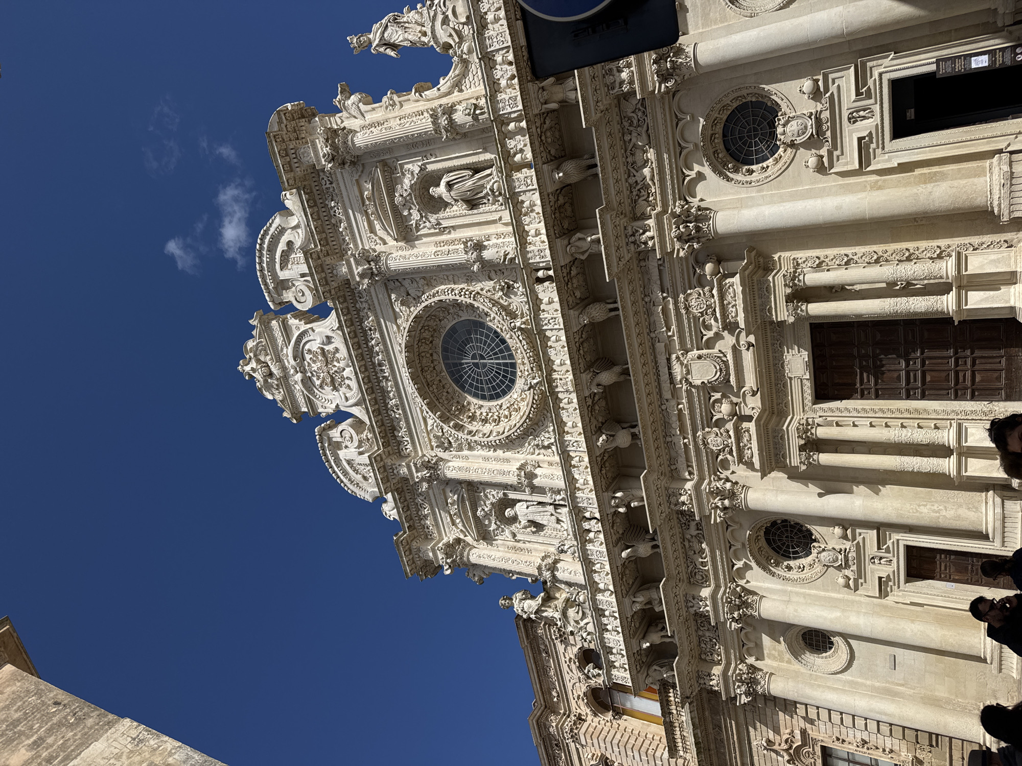 Baroque church facade documented in Lecce, Italy
