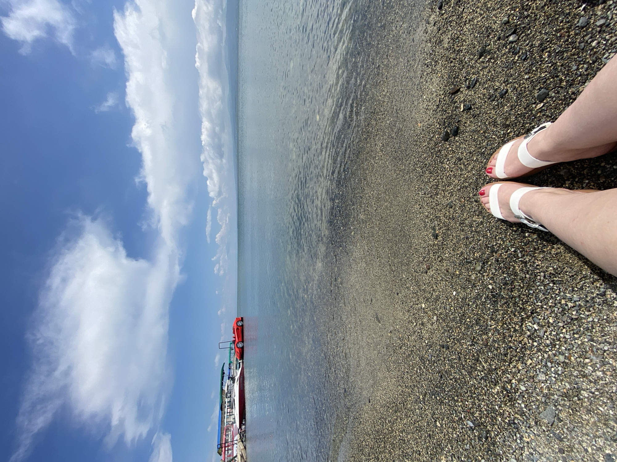 A laid-back morning at Lake Sevan's pebble shore