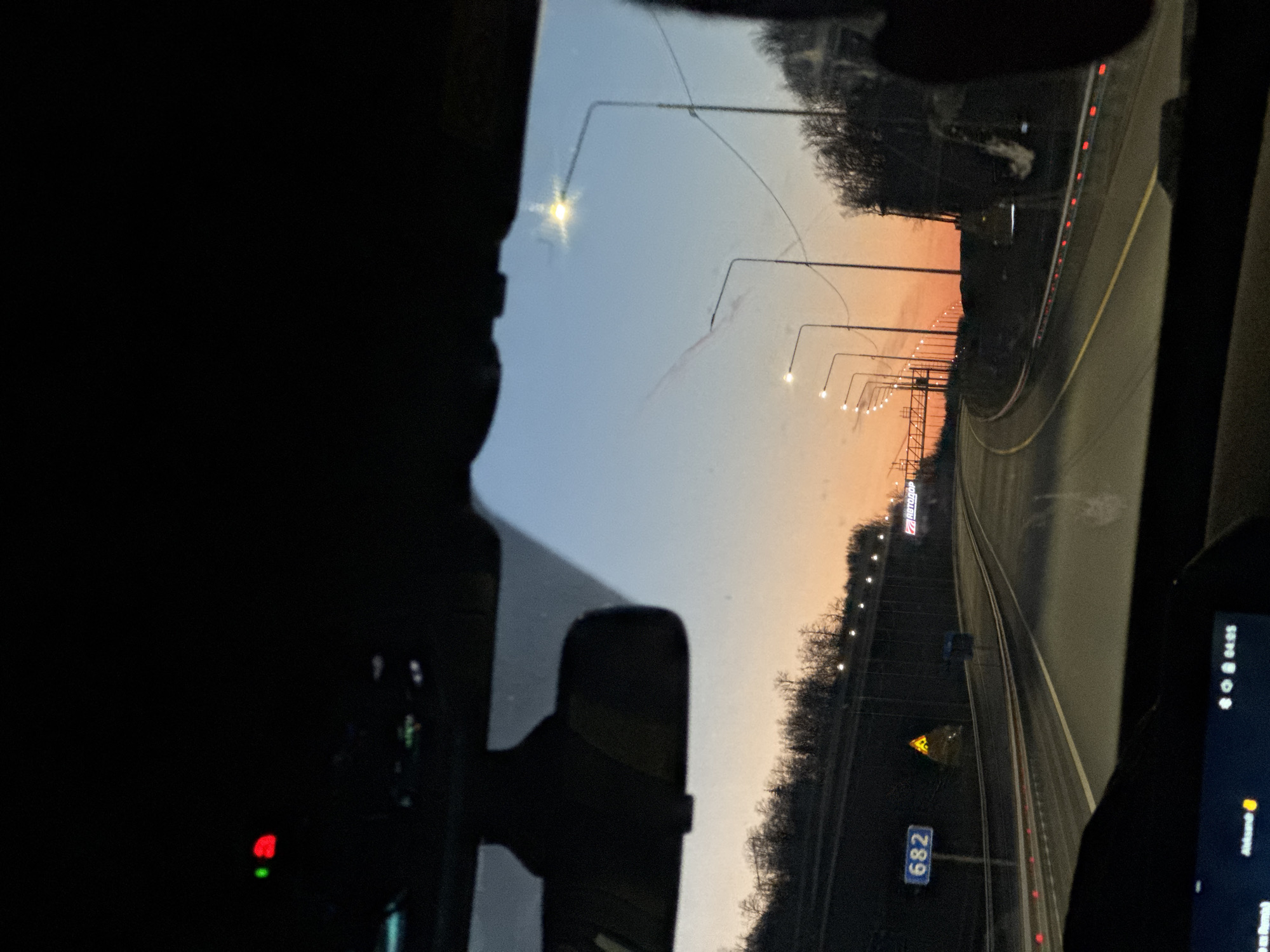 Late-night highway travel captured near Route 682