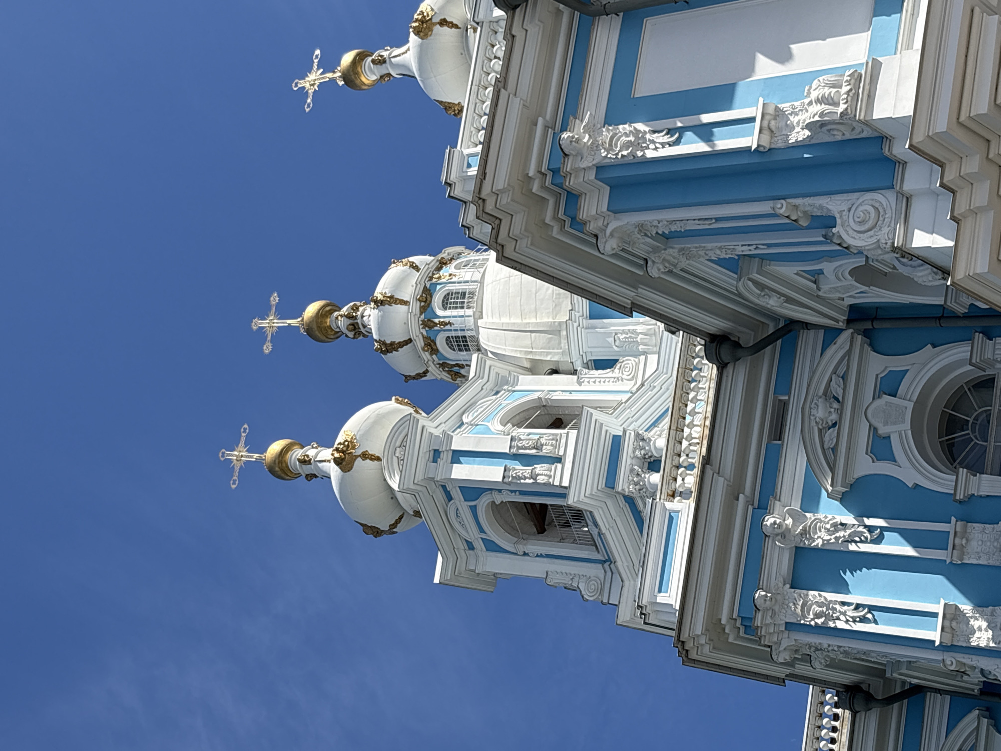 Sunny morning at Smolny Cathedral, Saint Petersburg