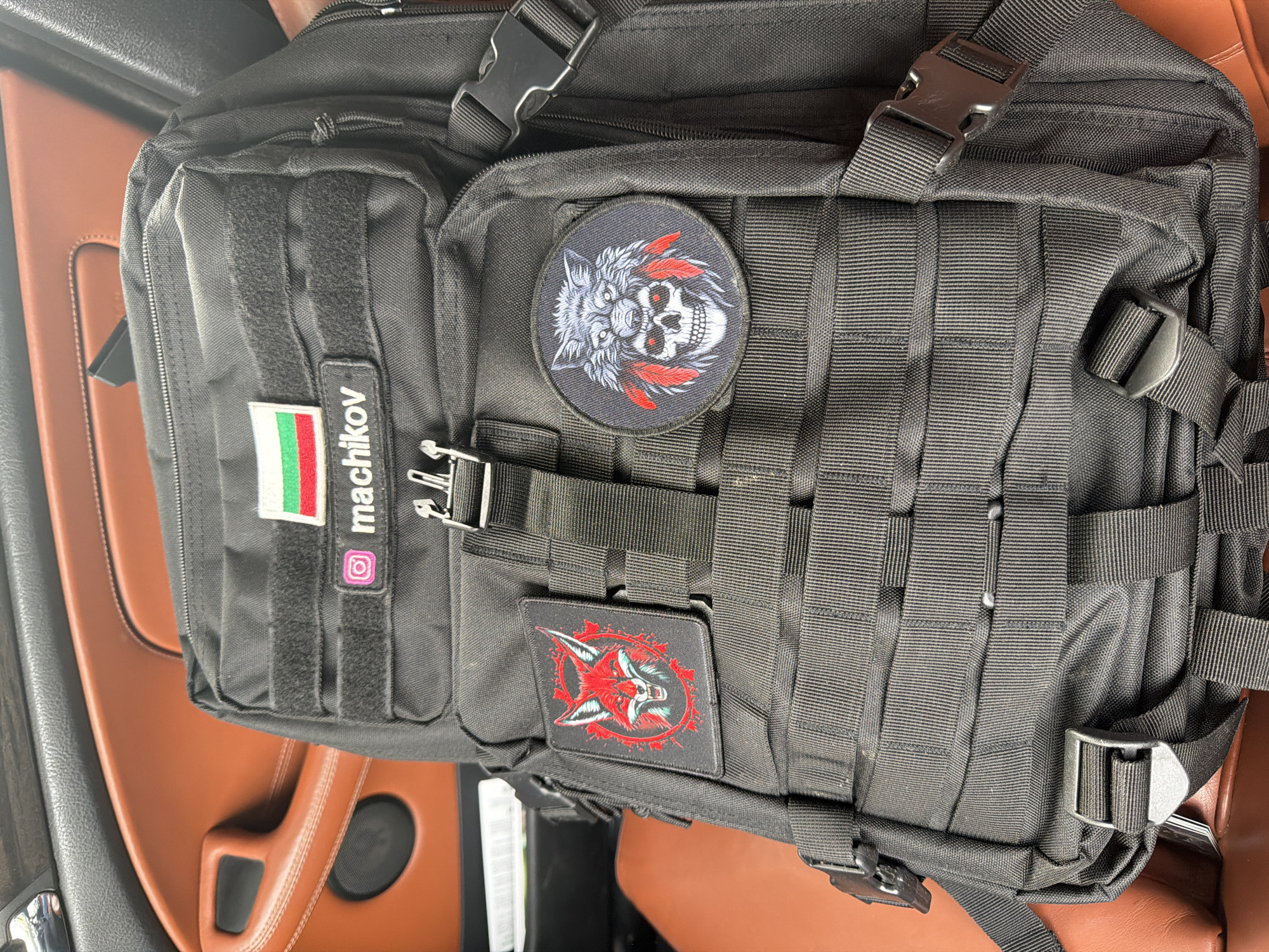 Vehicle interior with tactical gear documented in Sofia