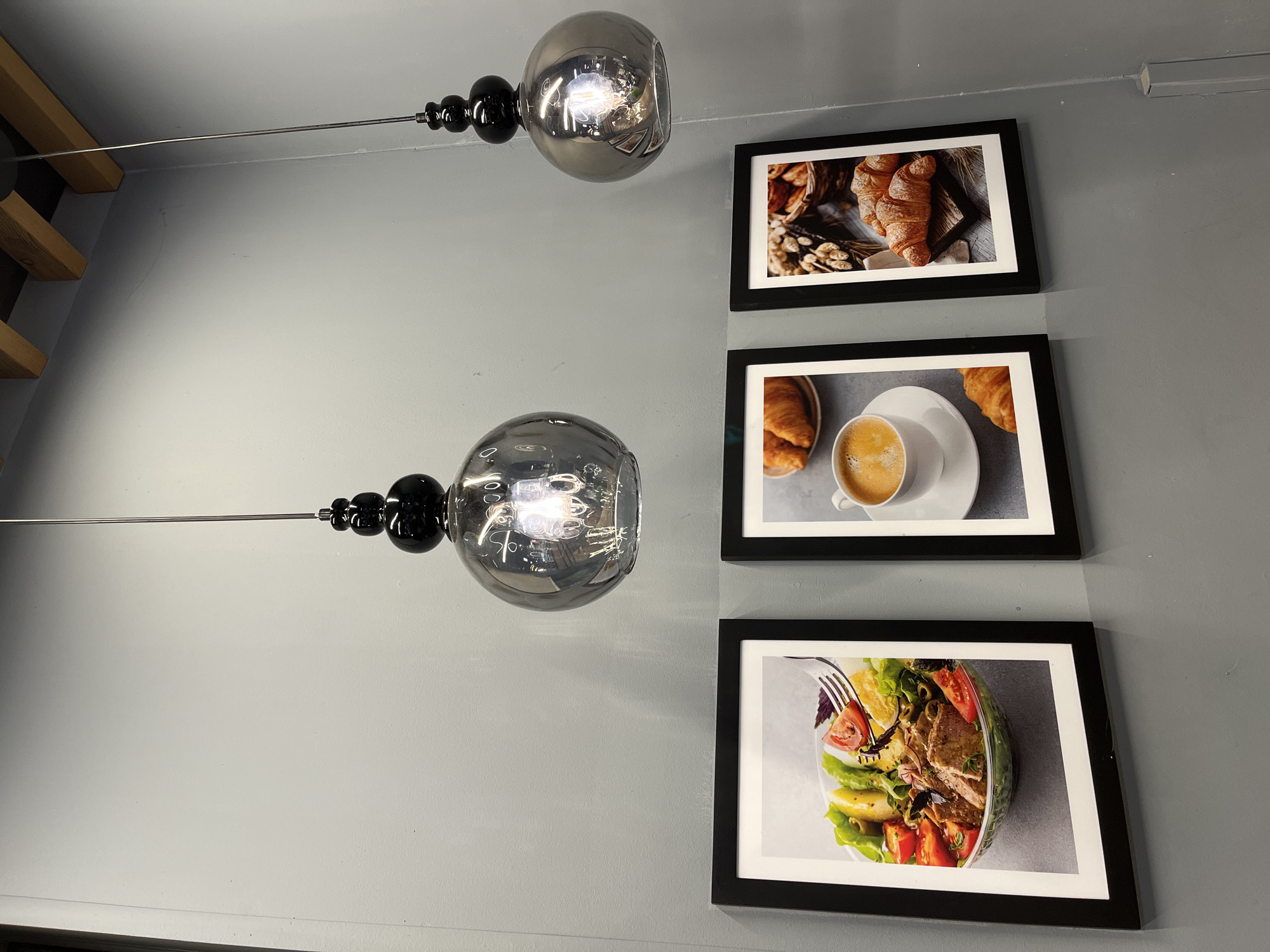 Café interior details in Khimki: wall art and novelty candy