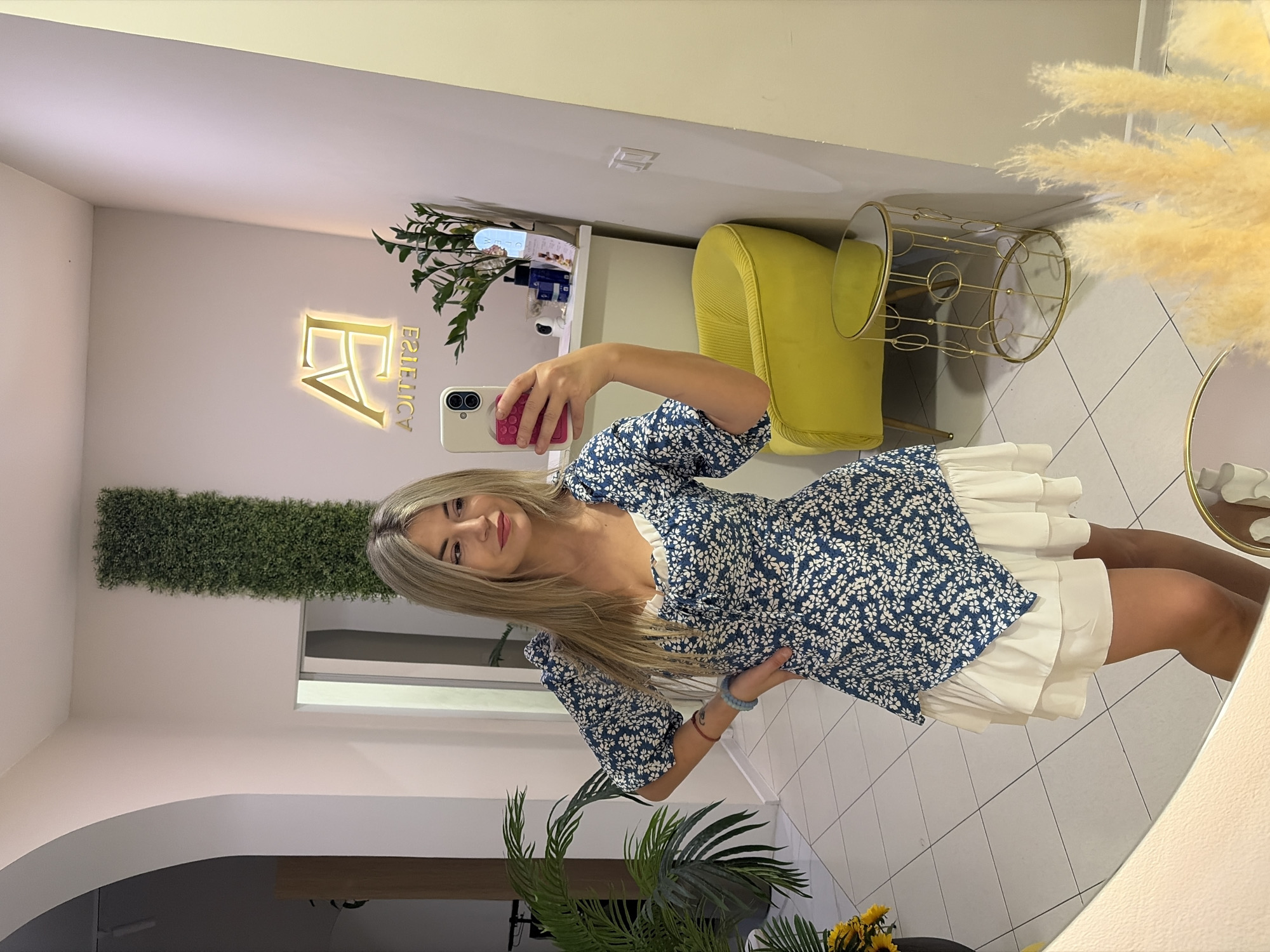 Mirror selfie and device welcome screen at Budva accommodation