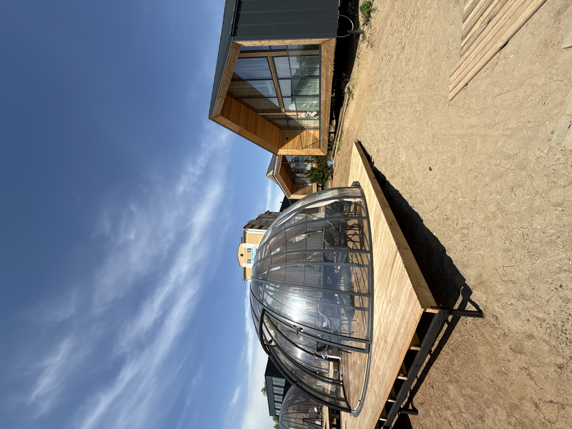 Modern waterfront architecture and urban scenes documented in Votkinsk