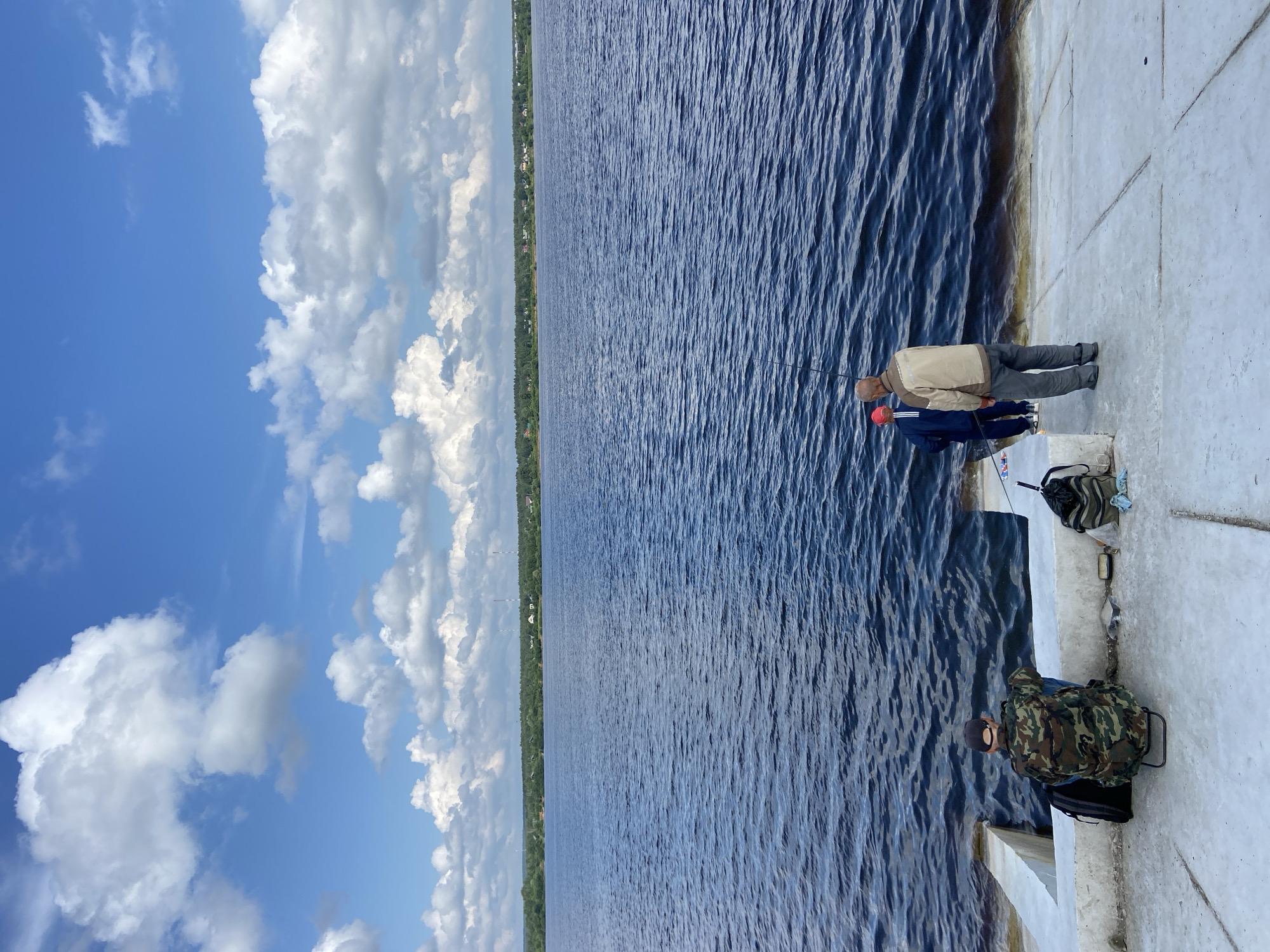 Sunday morning waterfront activities along Perm's Kama River embankment