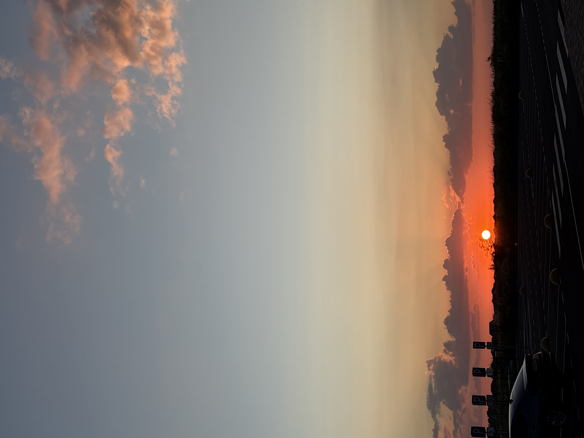 Vivid parking lot sunset in Mikhaylovsk, Russia