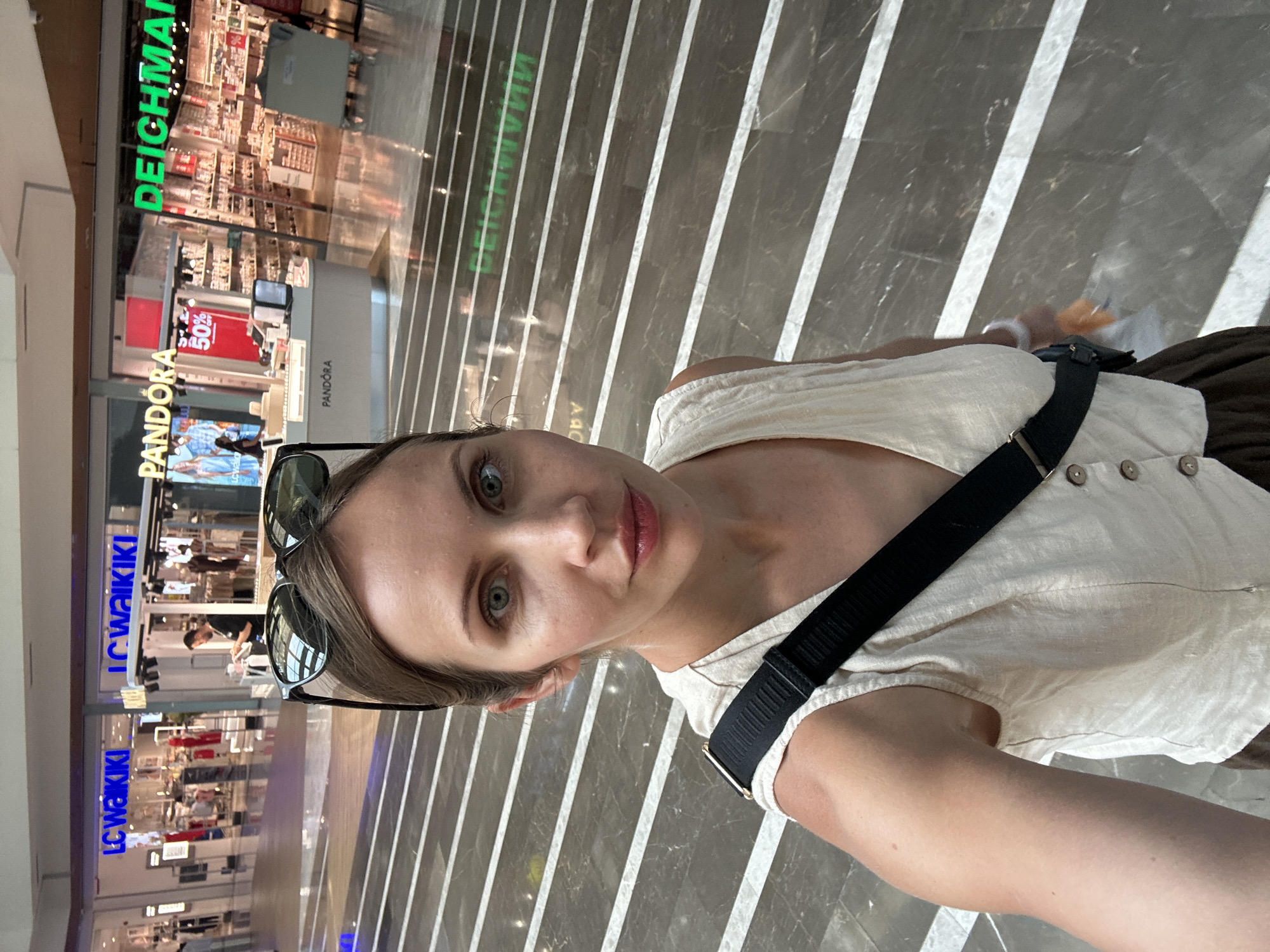 Inside a Fethiye shopping mall on a busy summer morning