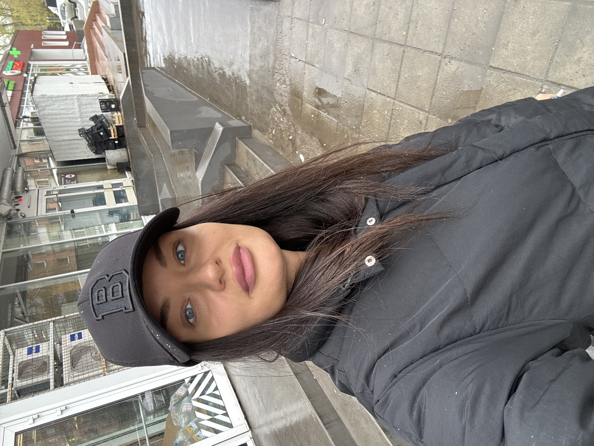 Woman photographed multiple times in rainy Krasnogorsk morning