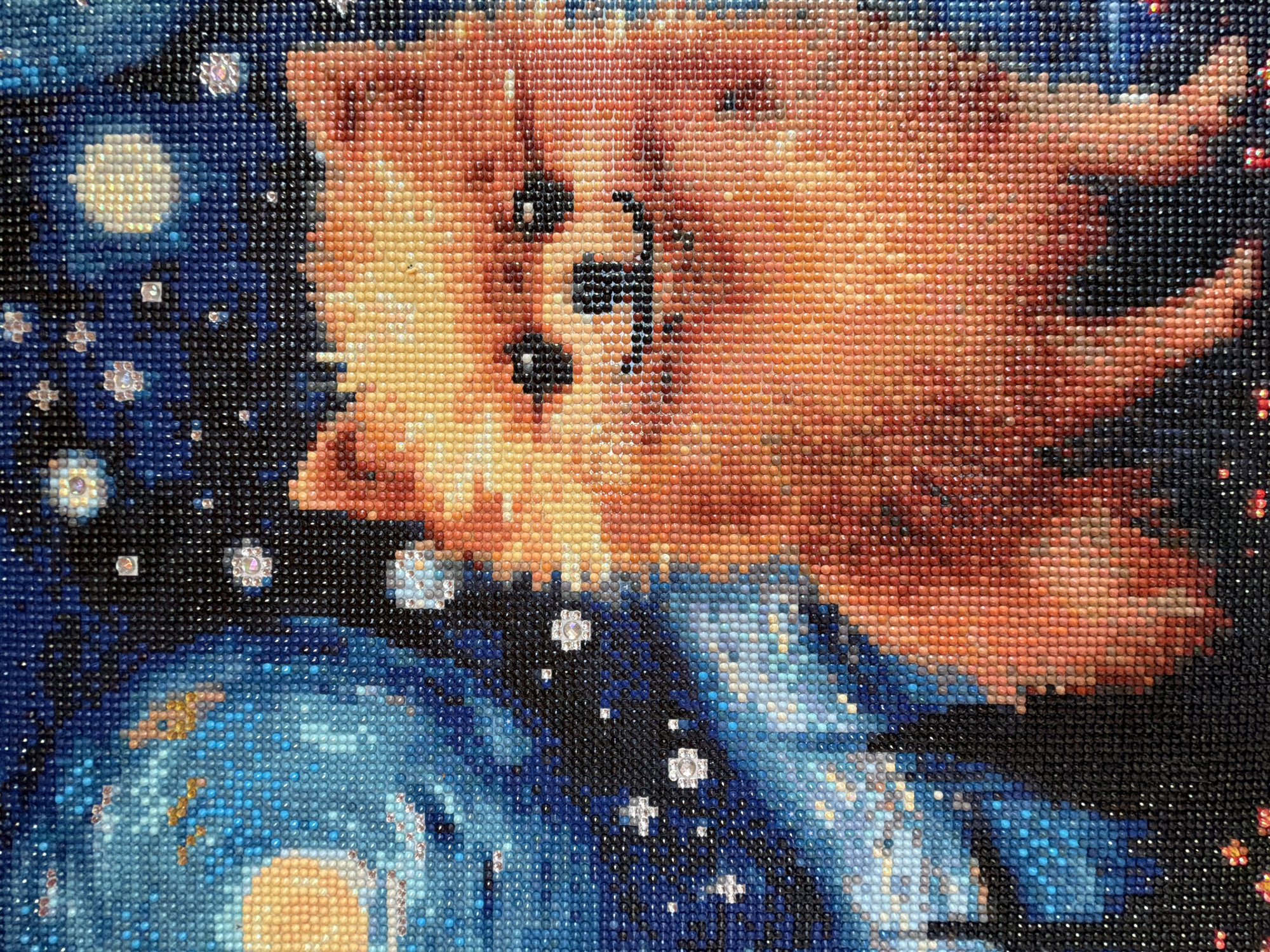 Artist documents collection of dog diamond paintings and floral works