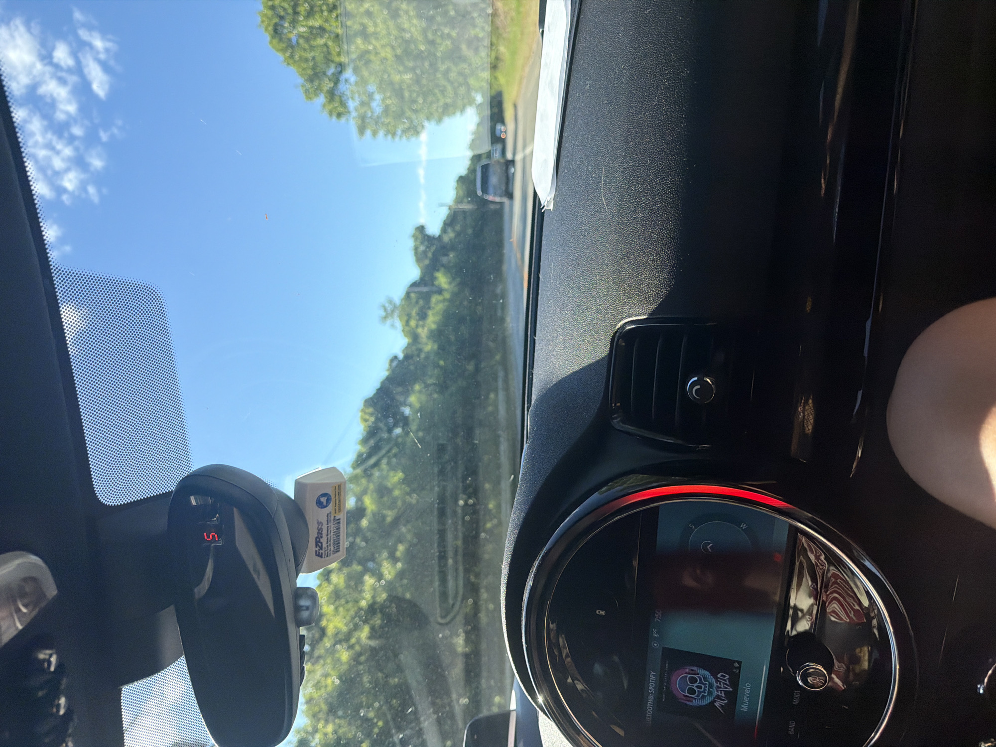 Dashboard view on a drive through Truro, Massachusetts