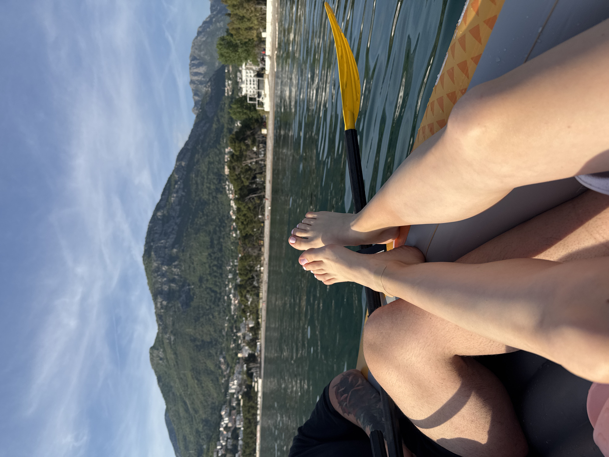 Kayakers enjoy calm waters off Montenegro coast