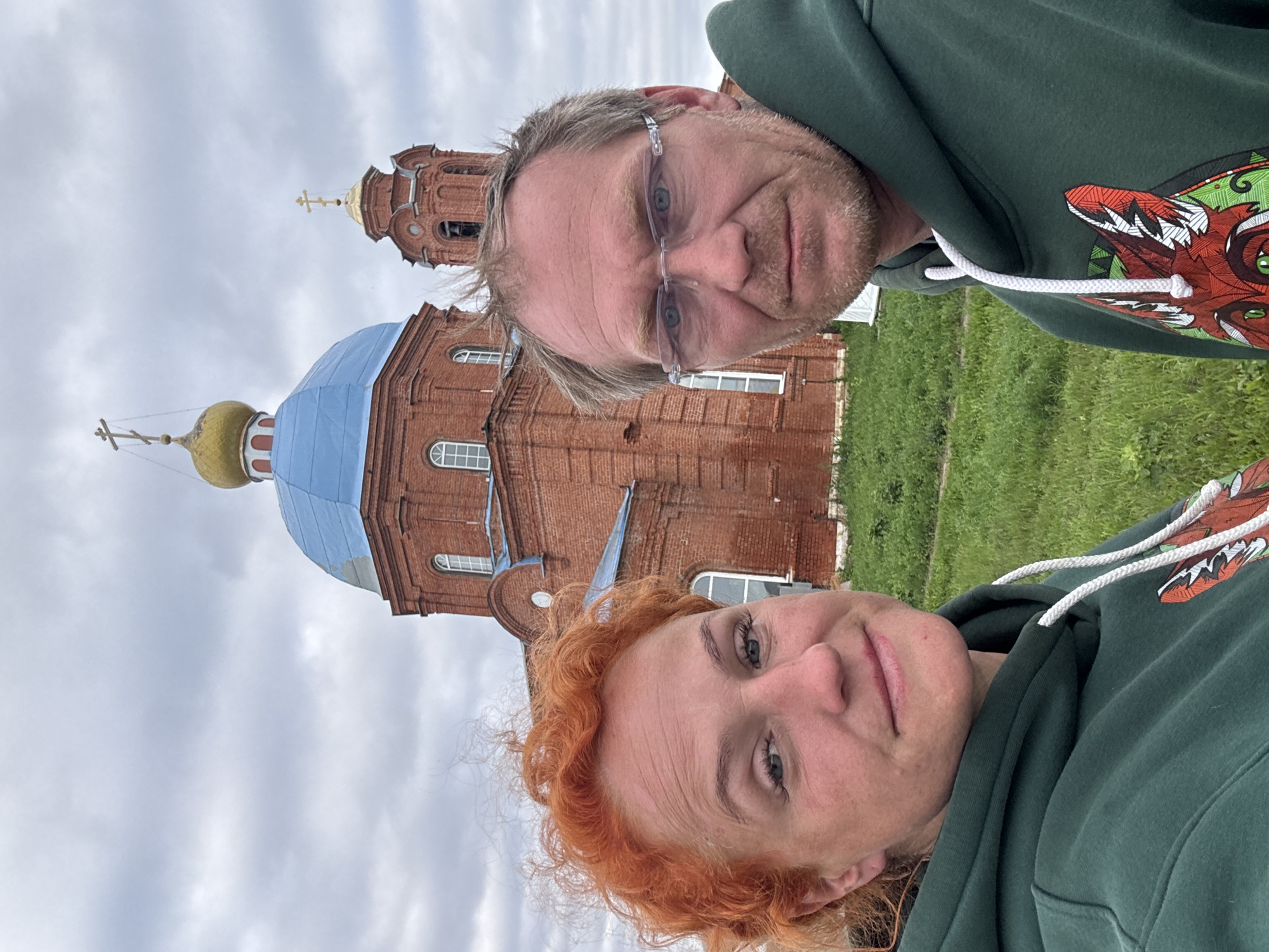 Quick stop at a red-domed Orthodox church in rural Анатыш